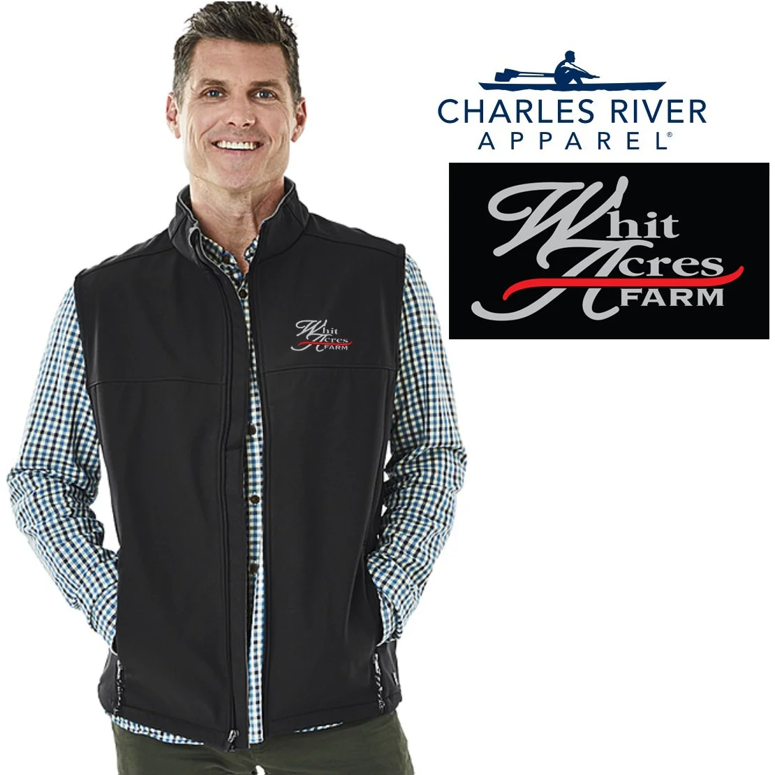 Whit Acres Farm Charles River Men’s Classic Soft Shell Vest, Adult Unisex/Men’s Fit, #9819