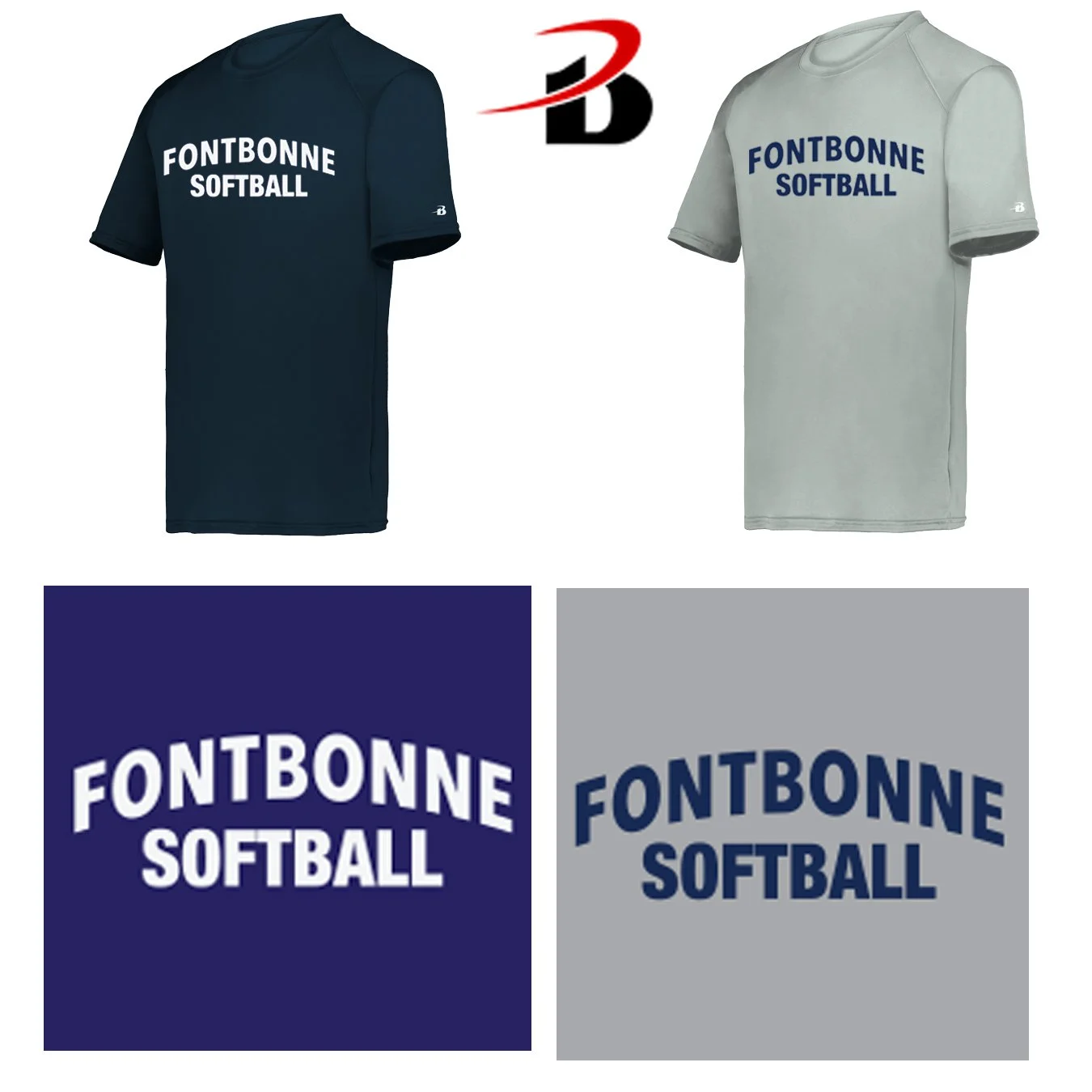 Fontbonne Academy Softball Badger Brand B-Core Men’s Performance Material Short Sleeve Tee, Men’s/Adult Unisex Fit, #412000