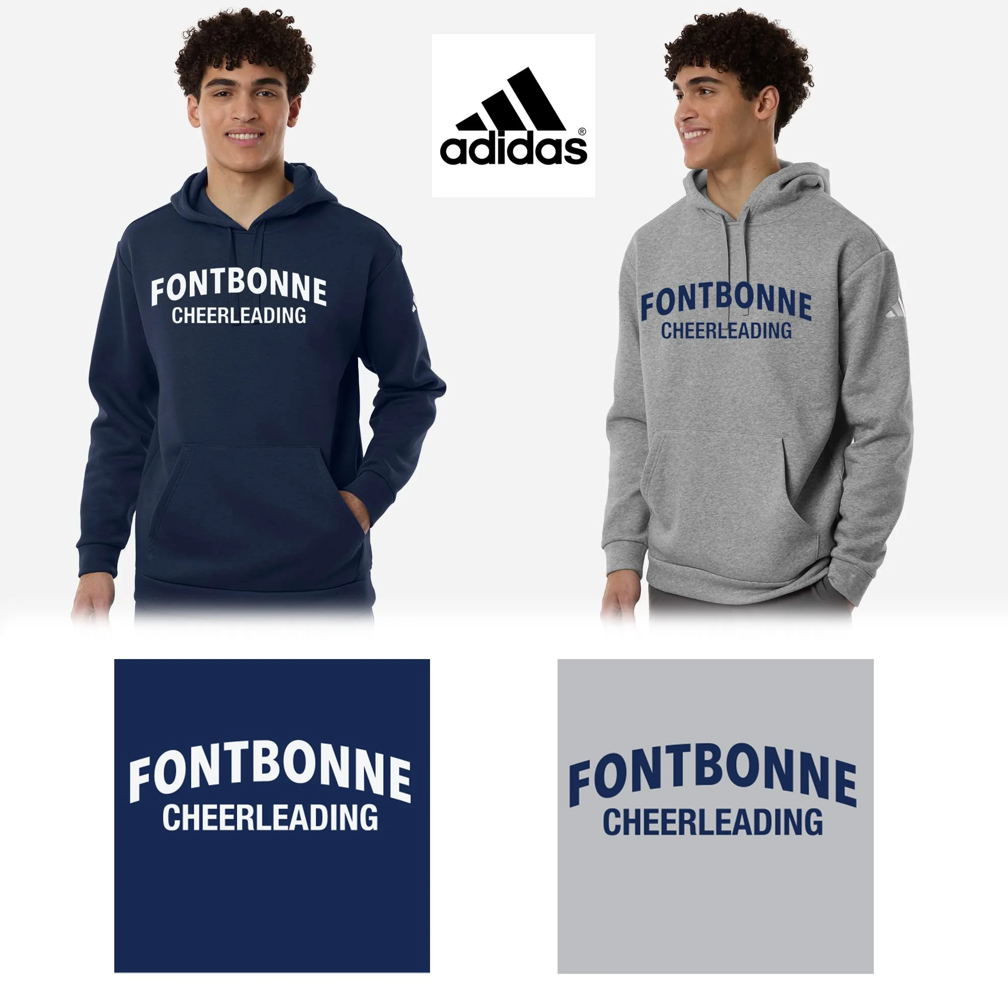 Fontbonne Academy Cheerleading Adidas Men’s Fleece Hooded Sweatshirt, Men’s/Adult Unisex Fit, #AT203