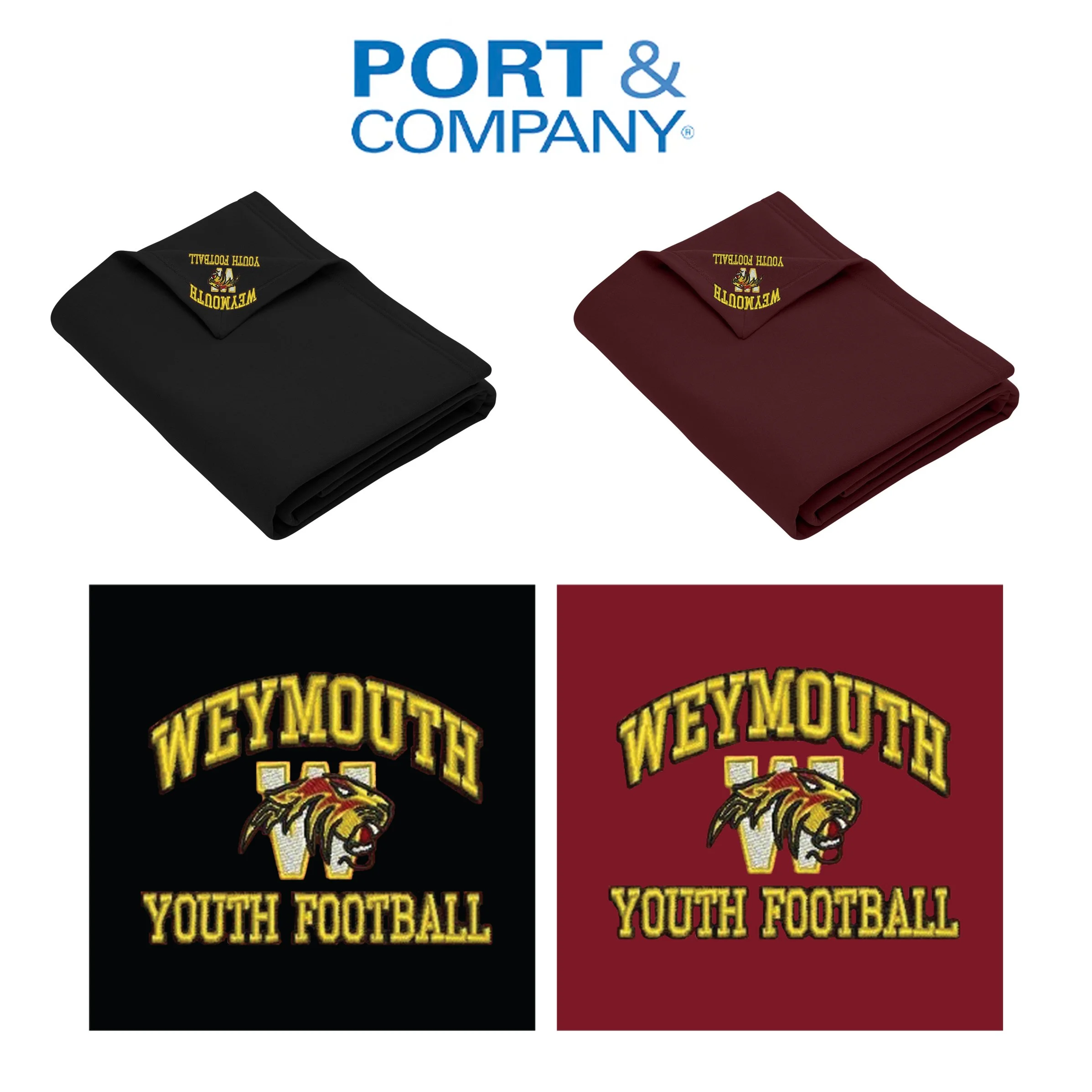 Weymouth Youth Football Port & Co® Core Fleece Sweatshirt Blanket, #BP78
