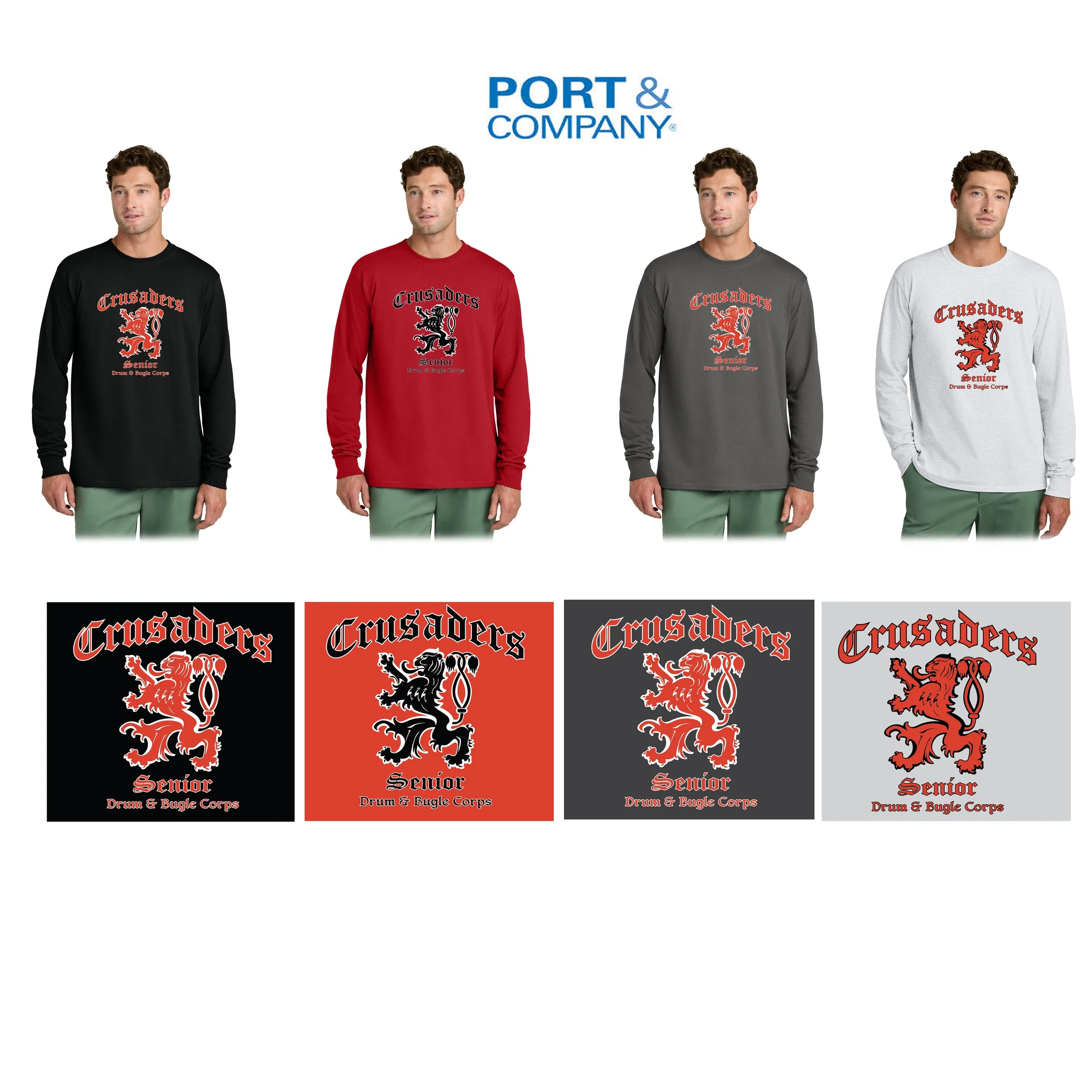 Crusaders Sr. Corps Port & Co™ Long Sleeve Core Cotton Tee, Adult Unisex/Men’s Fit, #PC54LS