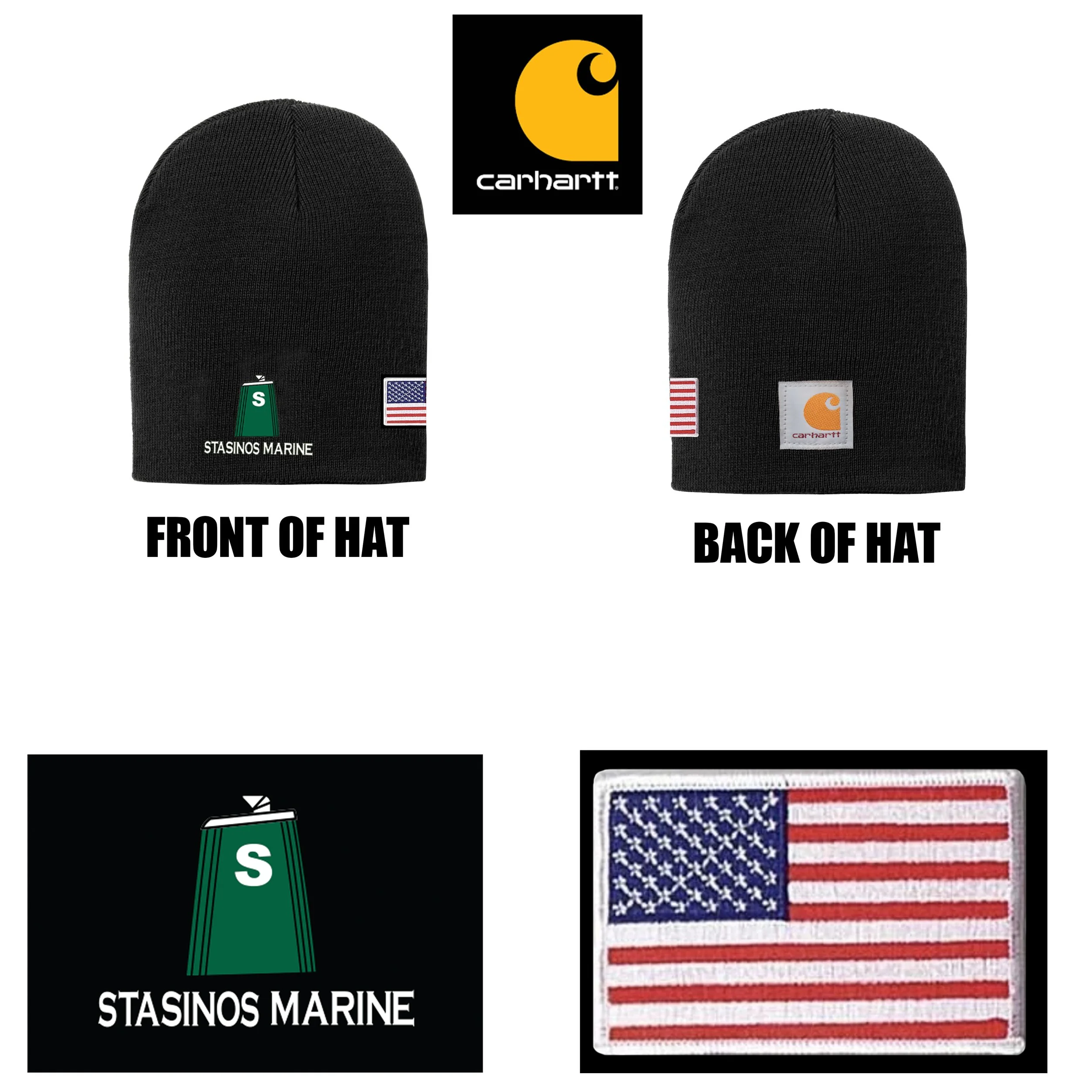 Stasinos Marine Carhartt® Acrylic Knit Hat, , FLAG IMPRINT INCLUDED, Black, #CTA205
