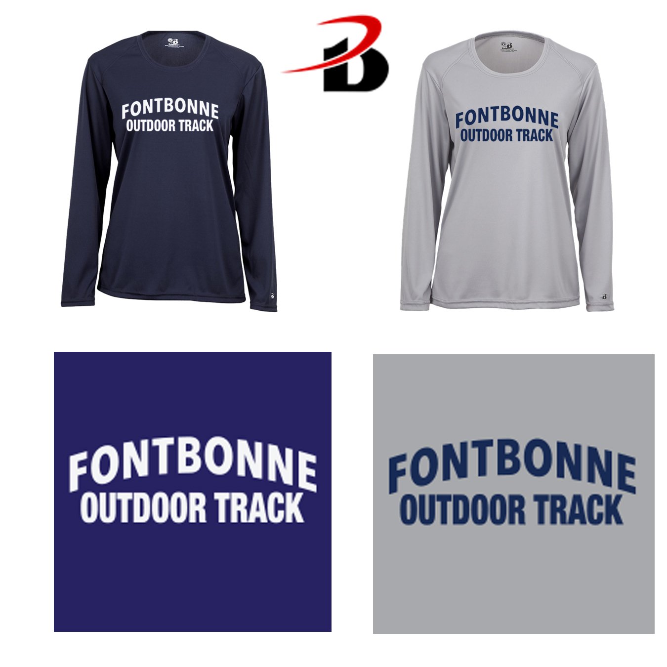 Fontbonne Academy Outdoor Track Badger Brand B-Core Women’s Performance Material Long Sleeve Tee, Women’s Fit, #416400