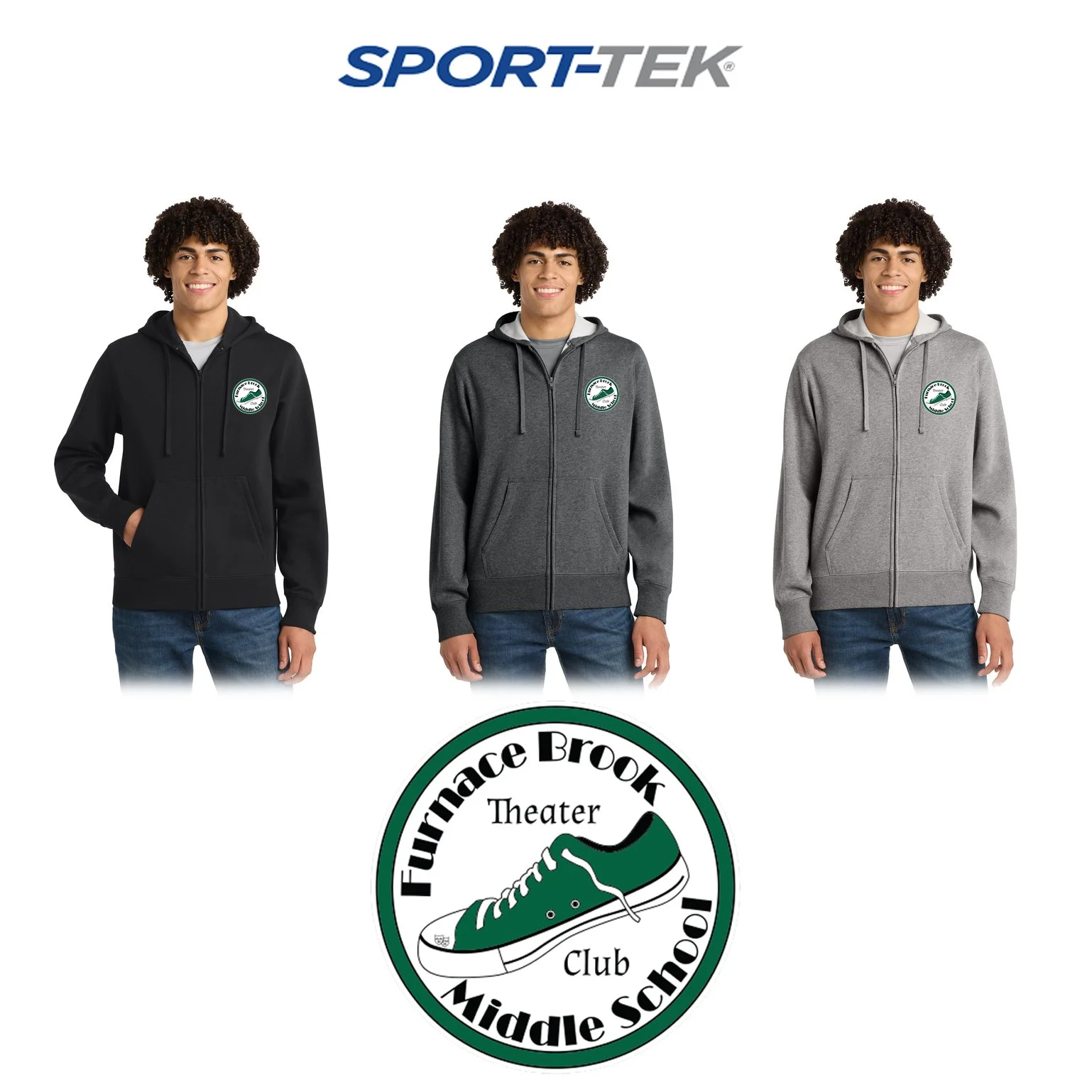 Furnace Brook Middle School Theater Club Sport-Tek® Full-Zip Hooded Sweatshirt, Adult Unisex/Men’s Fit, ST258