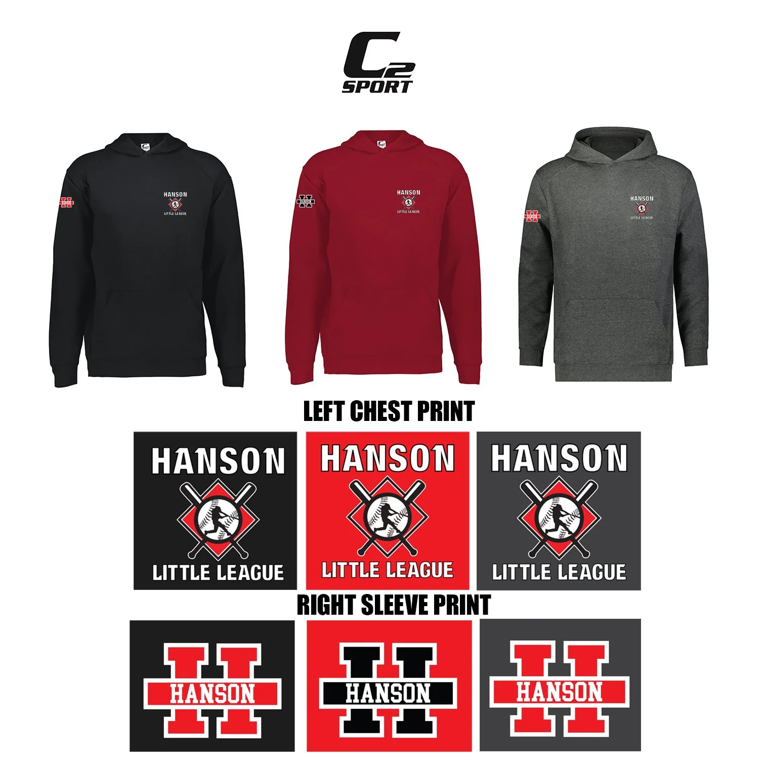 Hanson Little League C2 Sport Youth C2 Fleece Hoodie, Youth Fit, #552000