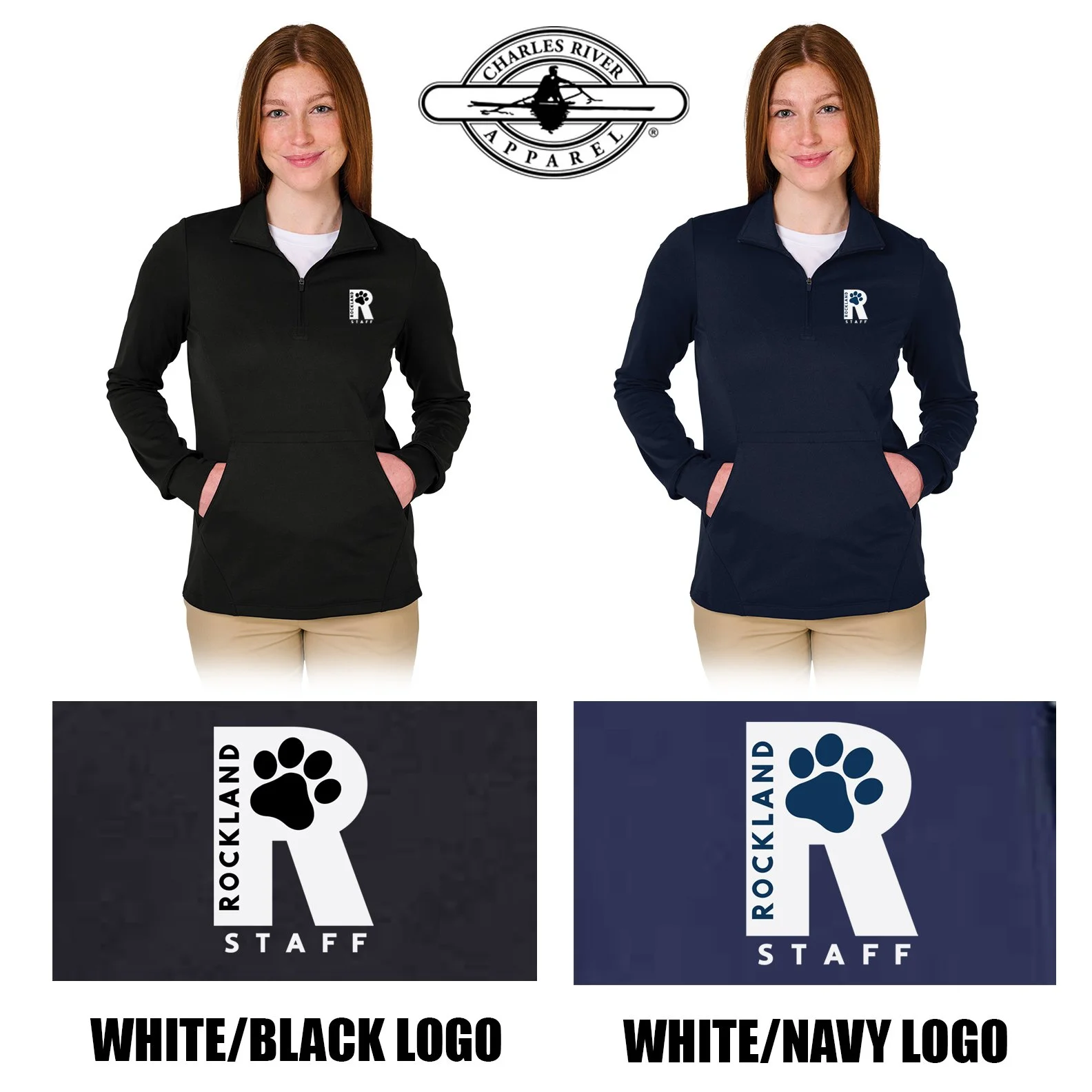 Rockland Staff Apparel RMS Sunshine (John W. Rogers Middle School) Charles River Women's Nu Fitness Quarter Zip, Women’s Fit, #5684