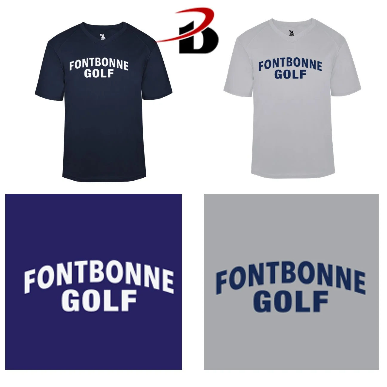 Fontbonne Academy Golf Badger Brand B-Core Men’s Performance Material V-Neck Tee, Mens/Adult Unisex Fit, #412400