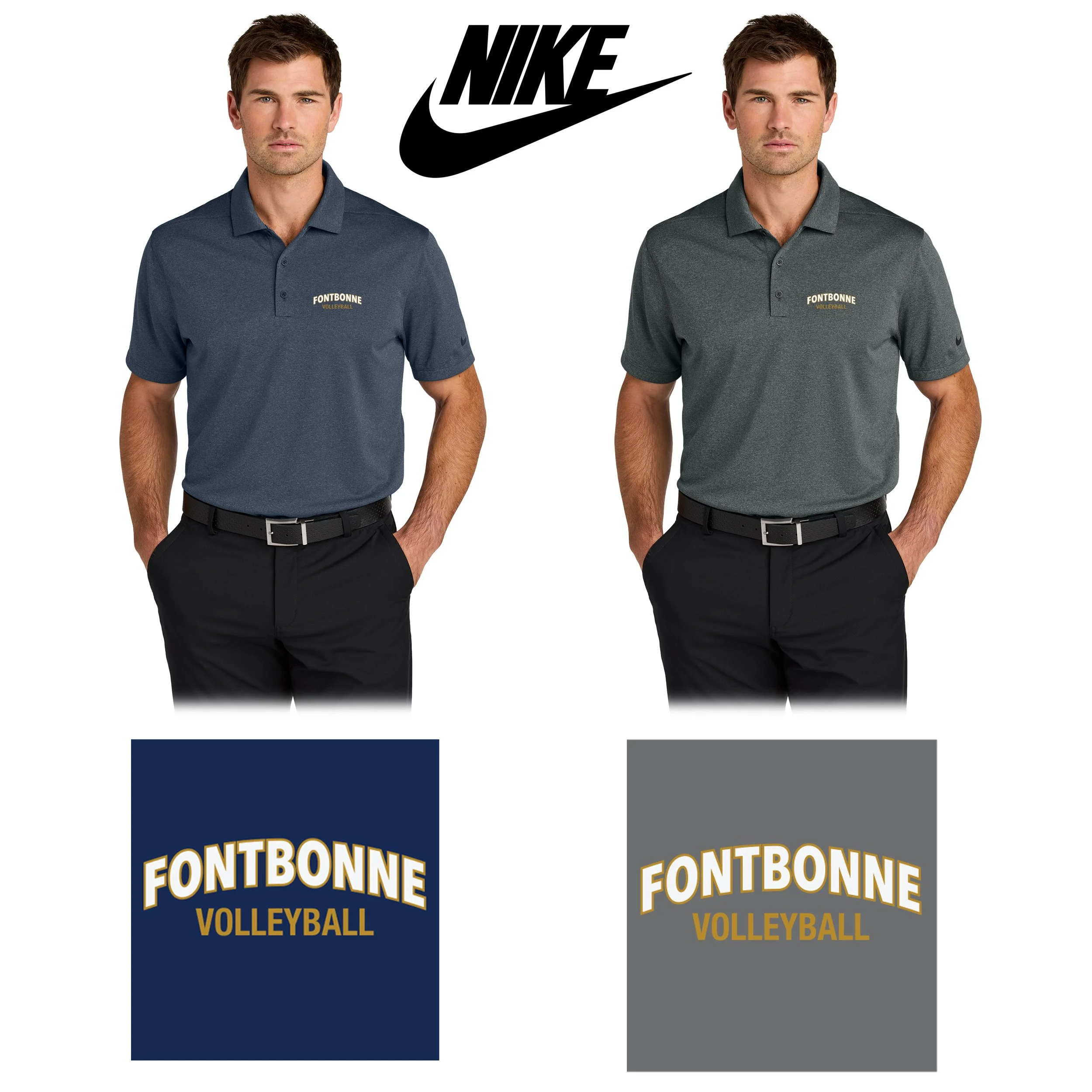 Fontbonne Academy Volleyball Nike Dri-FIT Smooth Heather Polo, Men’s Fit, Embroidered, #NKFQ4794