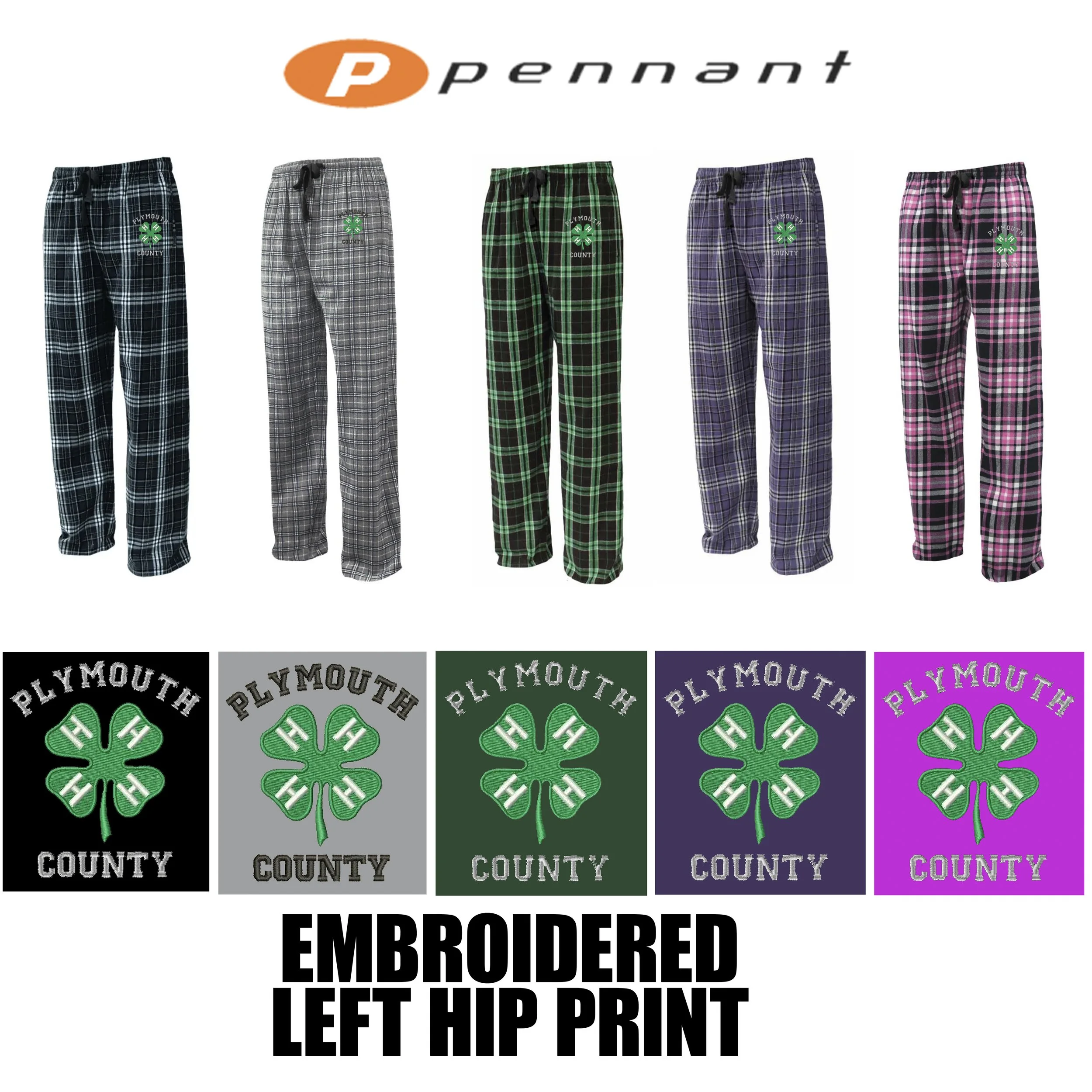 Plymouth County 4-H Swag Pennant Flannel Pant, Adult Fit, #FLNP