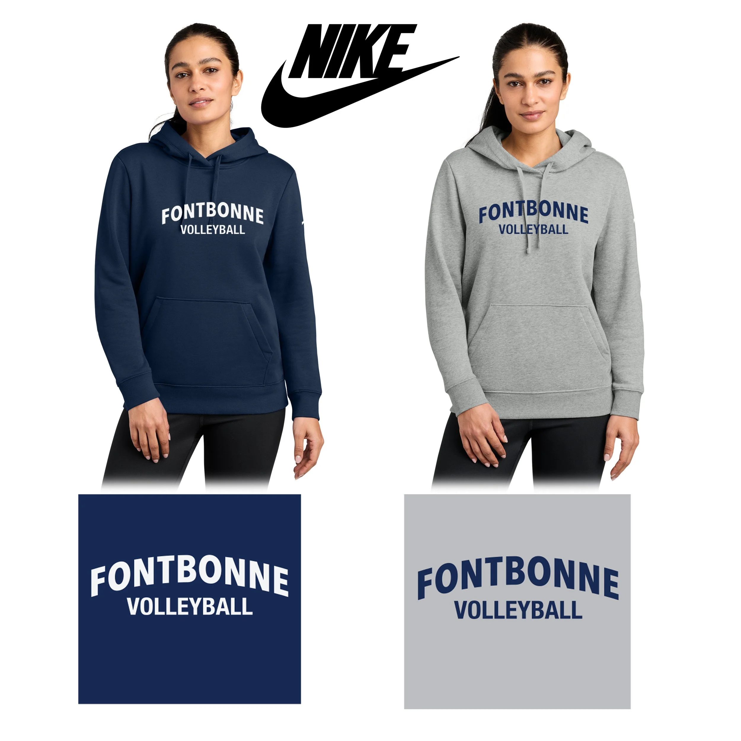 Fontbonne Academy Volleyball Nike Women's Club Fleece Sleeve Swoosh Pullover Hoodie, Women’s Fit, #NKFD9889