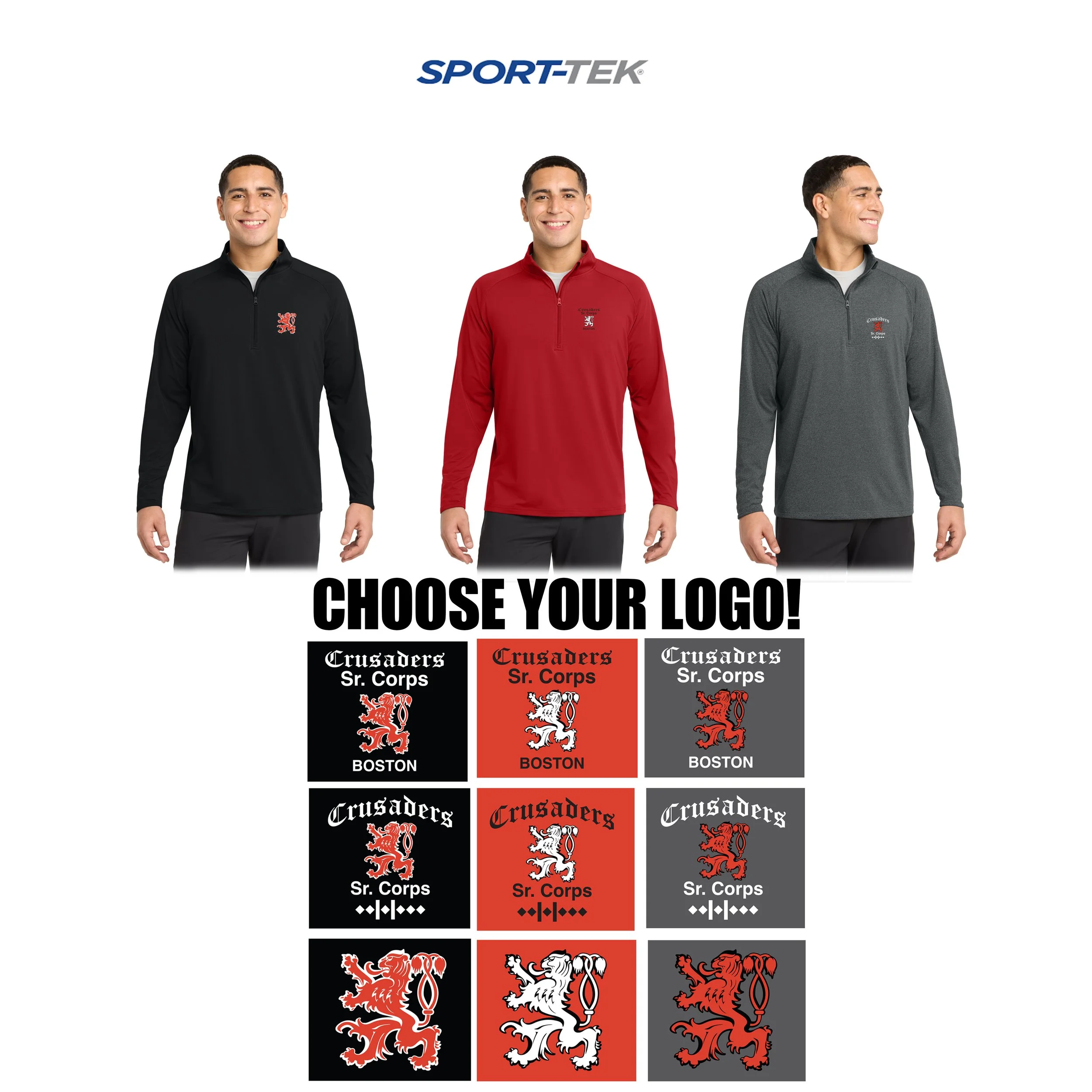 Crusaders Sr. Corps Sport-Tek® Sport-Wick® Stretch 1/4-Zip Pullover, Adult Unisex/Men’s Fit, #ST850