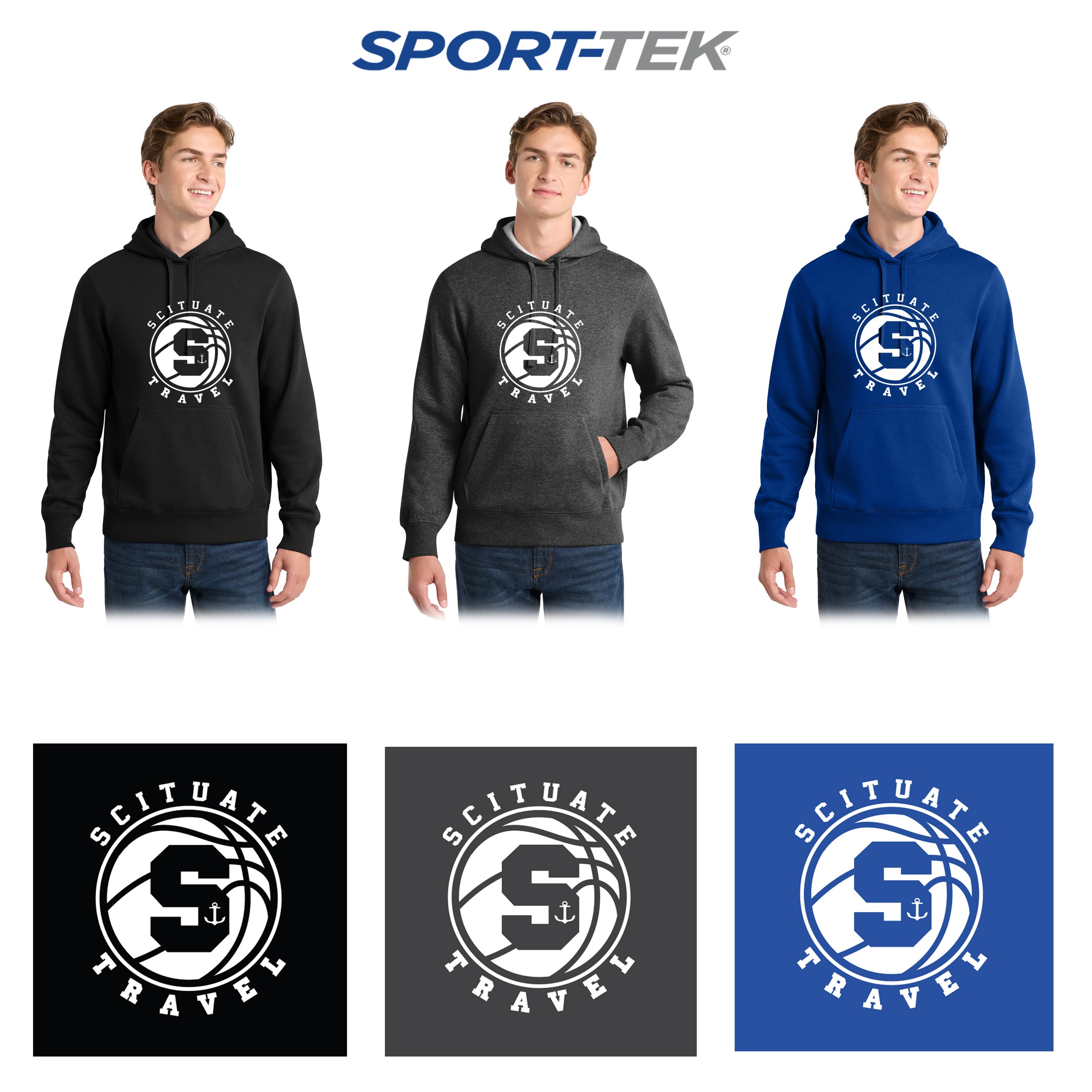 Scituate Basketball Association Sport-Tek® Pullover Hooded Sweatshirt, Adult Unisex/Men’s Fit, #ST254