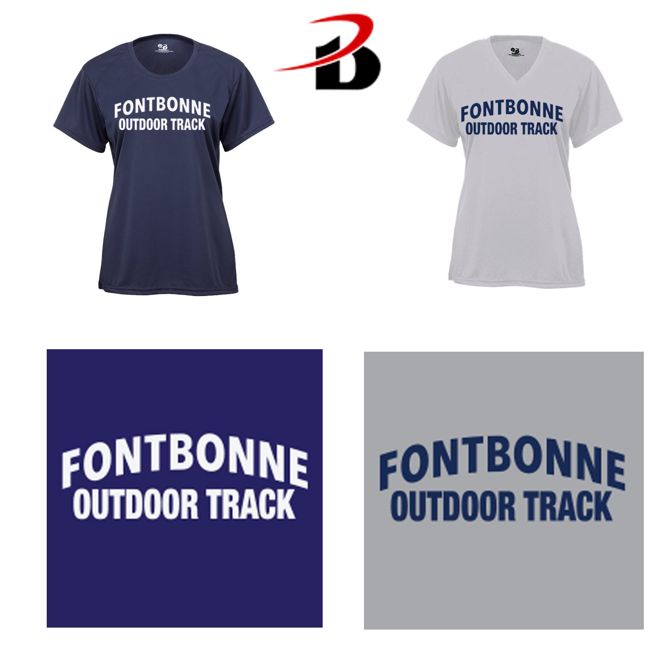 Fontbonne Academy Outdoor Track Badger Brand Girls B-Core Performance Material Short Sleeve Tee, Girls Fit, #216000