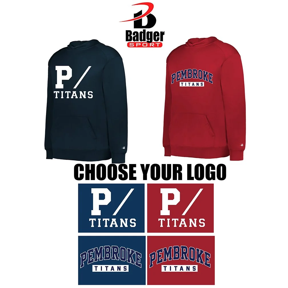 Pembroke Titans Apparel by Bryantville PTO Badger Sport Youth Performance Fleece Hoodie, Youth Unisex Fit, #245400