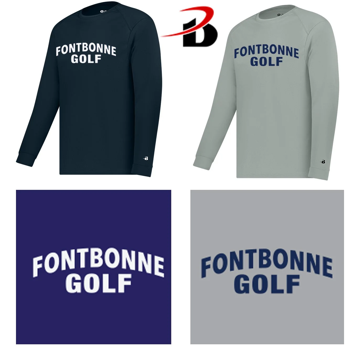Fontbonne Academy Golf Badger Brand B-Core Youth Unisex Performance Material Long Sleeve Tee, Youth Unisex Fit, #212000