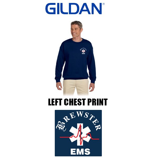 Brewster Ambulance Gildan Adult Unisex/Mens Heavy Blend™ 8 oz., 50/50 Fleece Crew, Left Chest Version #G180