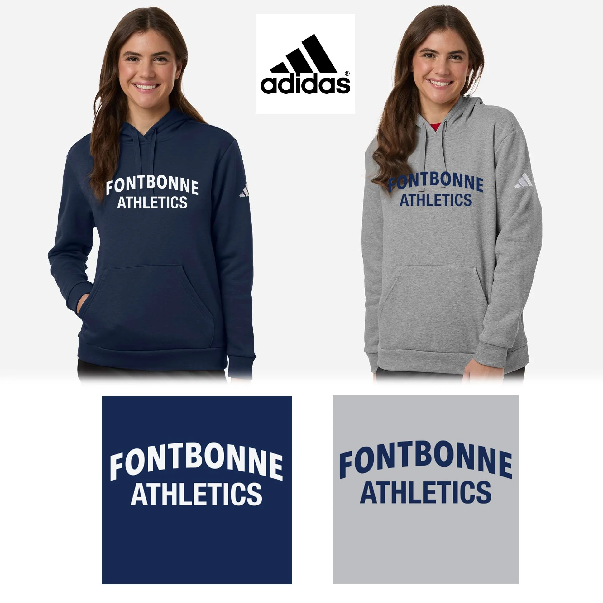 Fontbonne Academy Athletics Adidas Women's Fleece Hooded Sweatshirt, Women’s Fit, #AT204