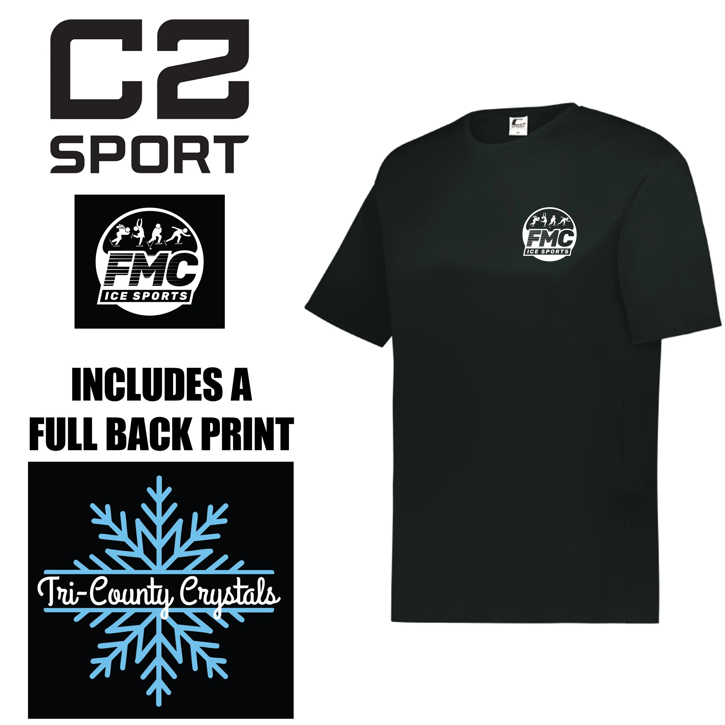 FMC Ice Sports Franklin C2 Sport Brand Youth Short Sleeve Tee, Youth Unisex Fit, #520000