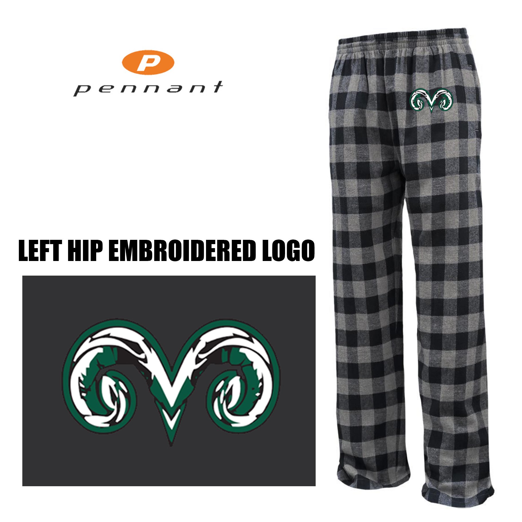 Furnace Brook Middle School Apparel Pennant Brand flannel Pant, STREET, Youth Unisex, #YFLNP