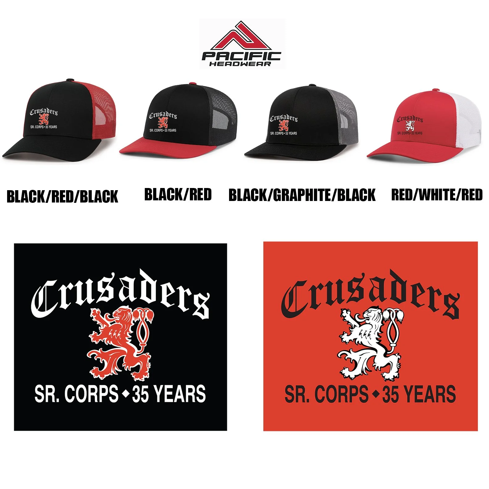 Crusaders Sr. Corps Pacific Headwear Trucker Snapback Cap 35th Anniversary LIMITED EDITION, #104C