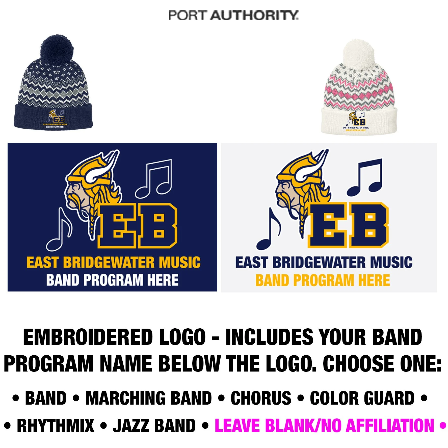 East Bridgewater Music Parents Association Port Authority® Alpine Pom Beanie, #C991