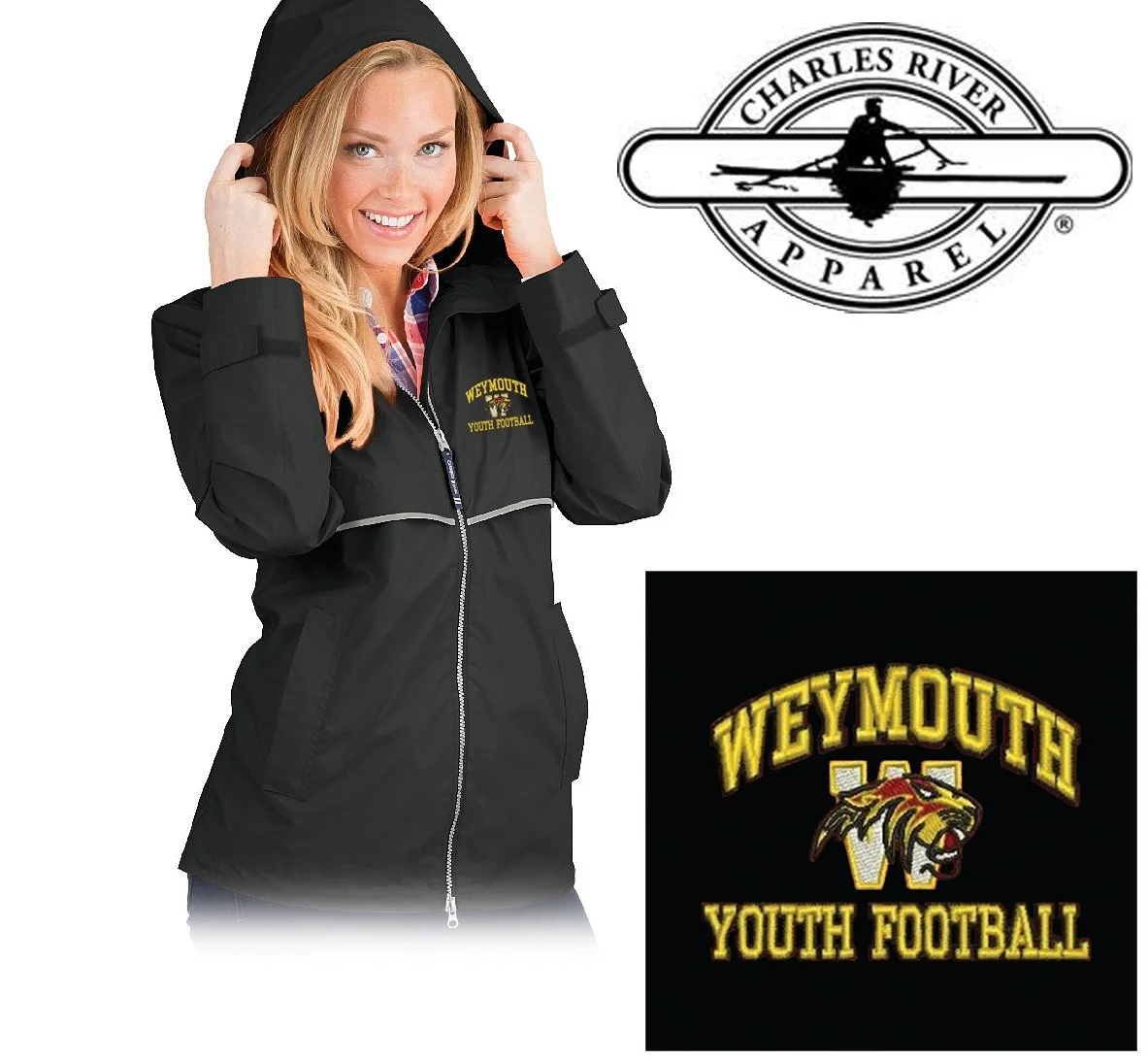 Weymouth Youth Football Charles River Women's New Englander® Rain Jacket, Women’s Fit, #5099