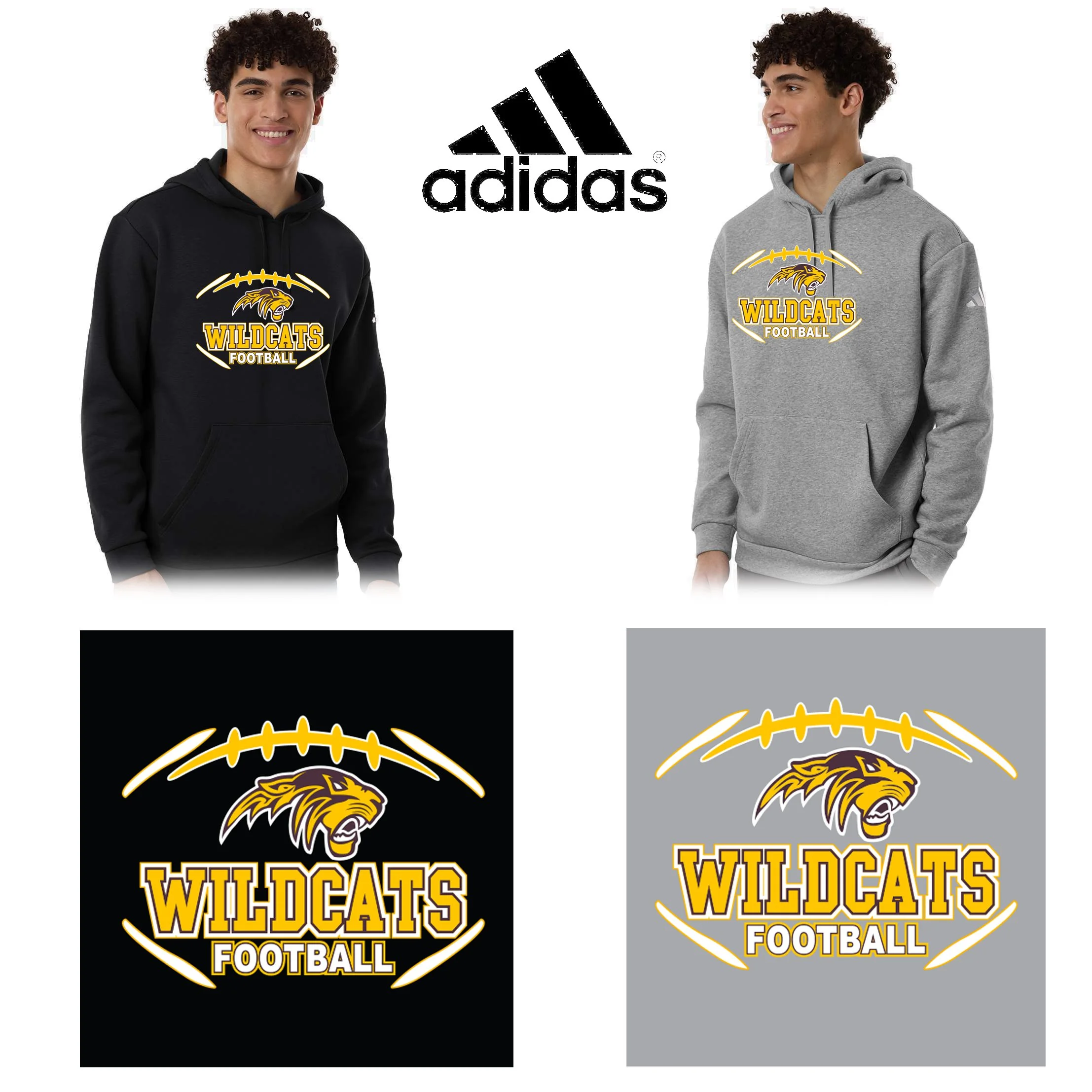 Weymouth Youth Football Adidas Men's Fleece Hooded Sweatshirt, Adult unisex/Men’s Fit, #AT203