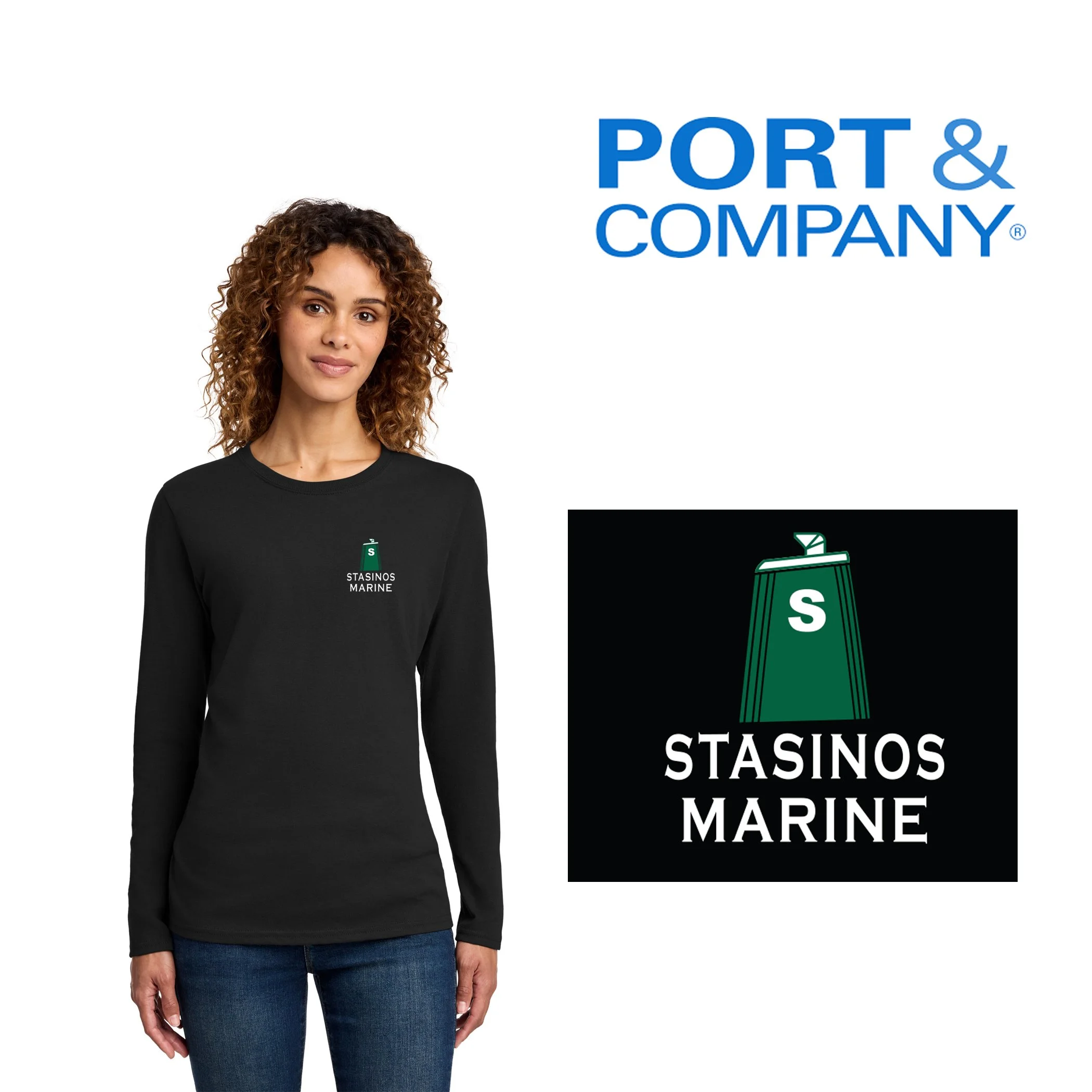 Stasinos Marine Port & Co™ Women's Long Sleeve Core Cotton Tee, Woman’s Fit, #LPC54LS