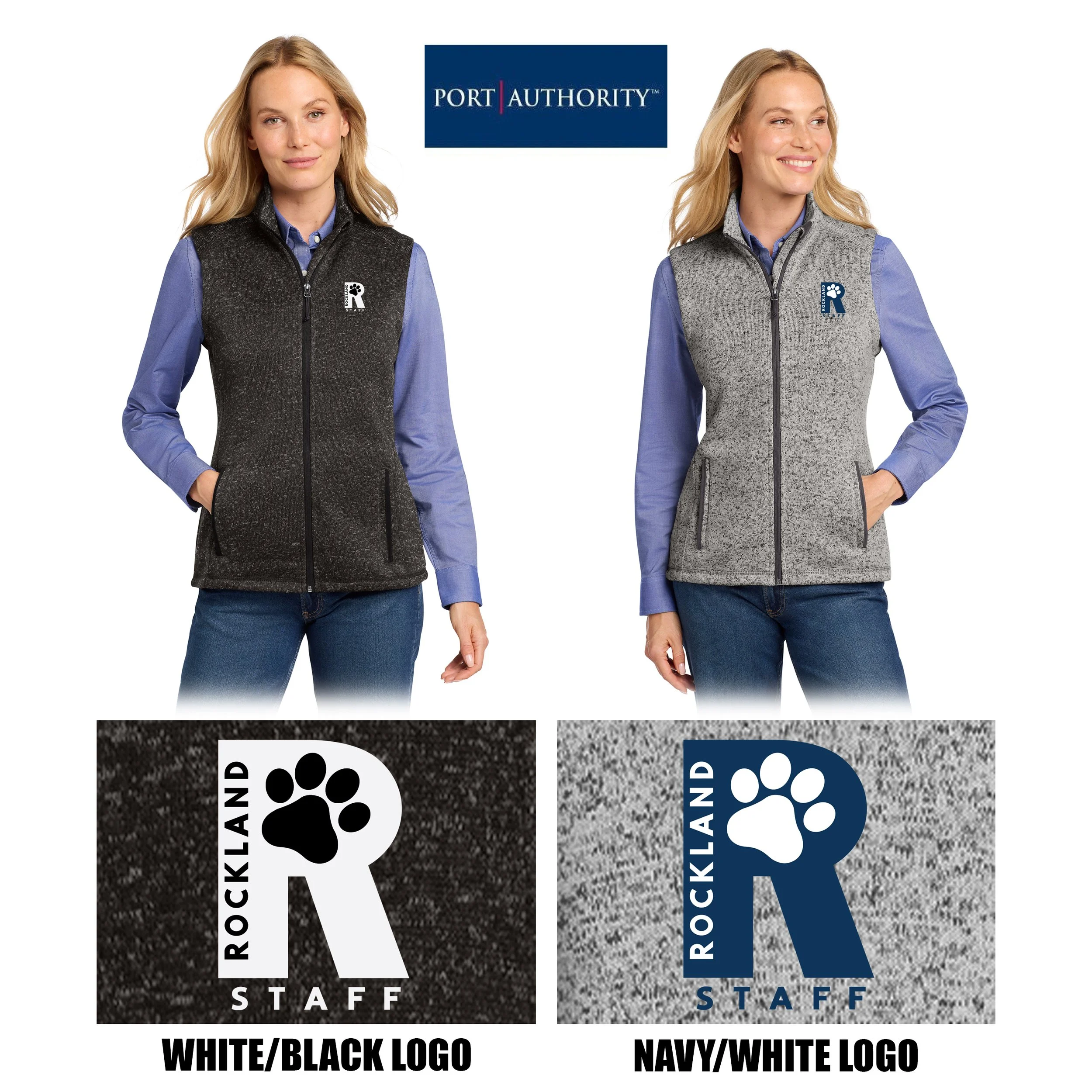 Rockland Staff Apparel RMS Sunshine (John W. Rogers Middle School) Port Authority® Women's Sweater Fleece Vest, Women’s Fit, #L236