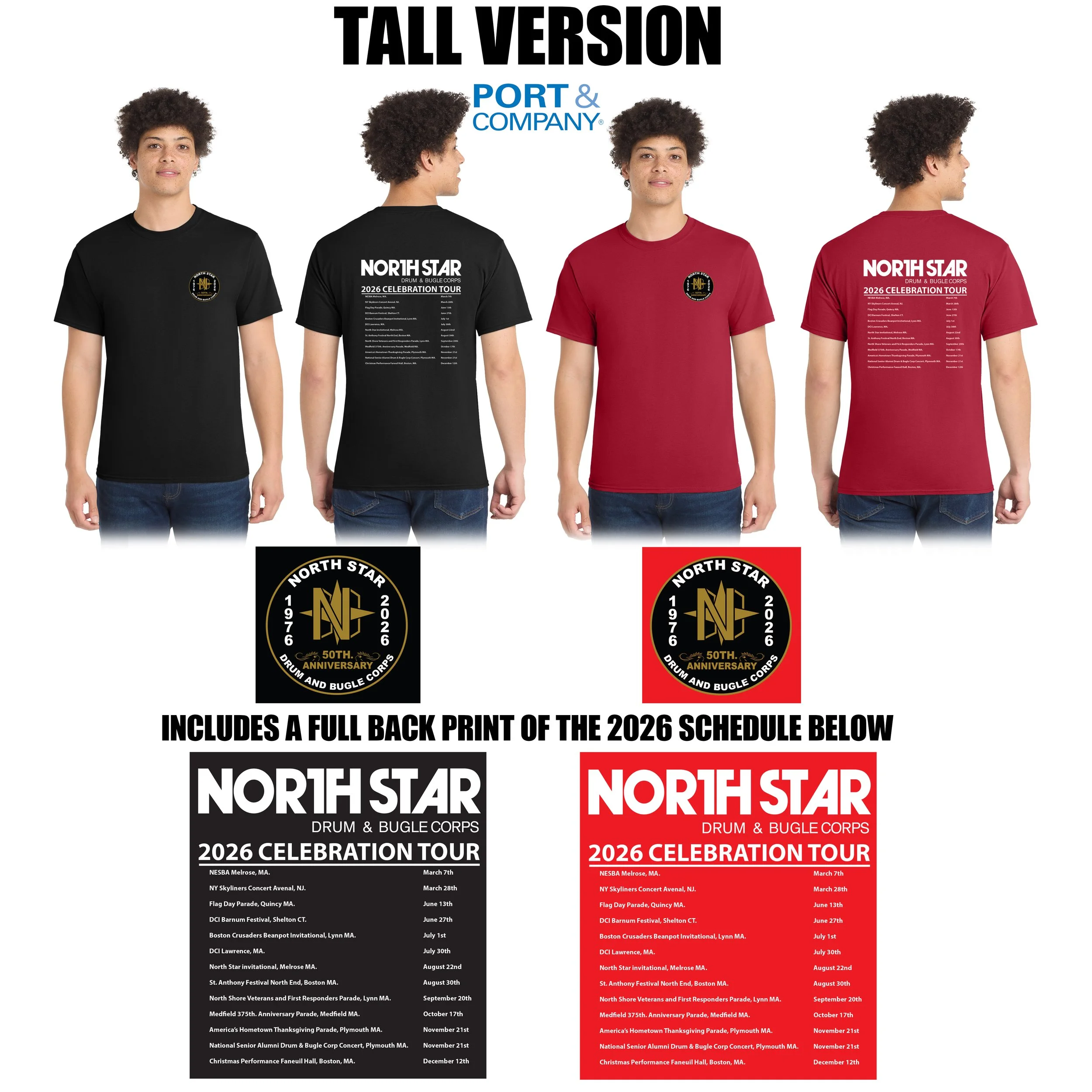 North Star Drum & Bugle Corps Port & Co® Tall Core Blend Tee, Men’s TALL Fit, LIMITED EDITION, #PC55T