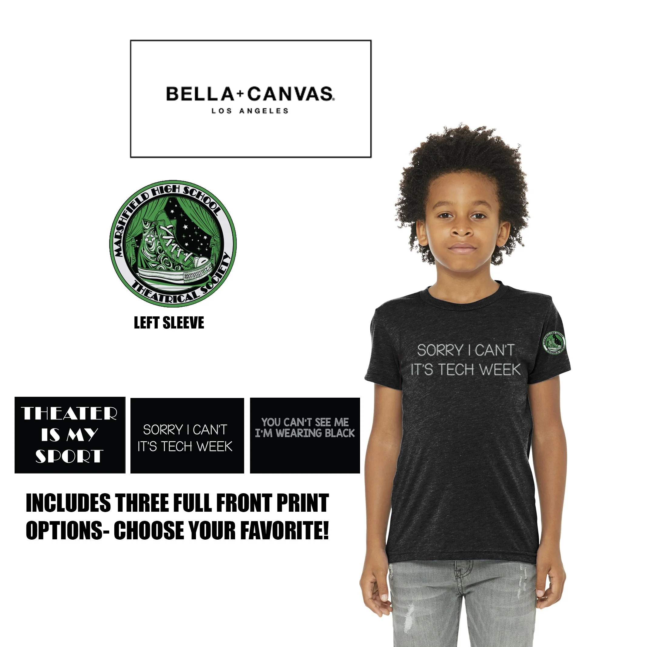 Marshfield High School Theatrical Society BELLA+CANVAS® Youth Triblend Short Sleeve Tee, Youth Unisex Fit, #BC3413Y