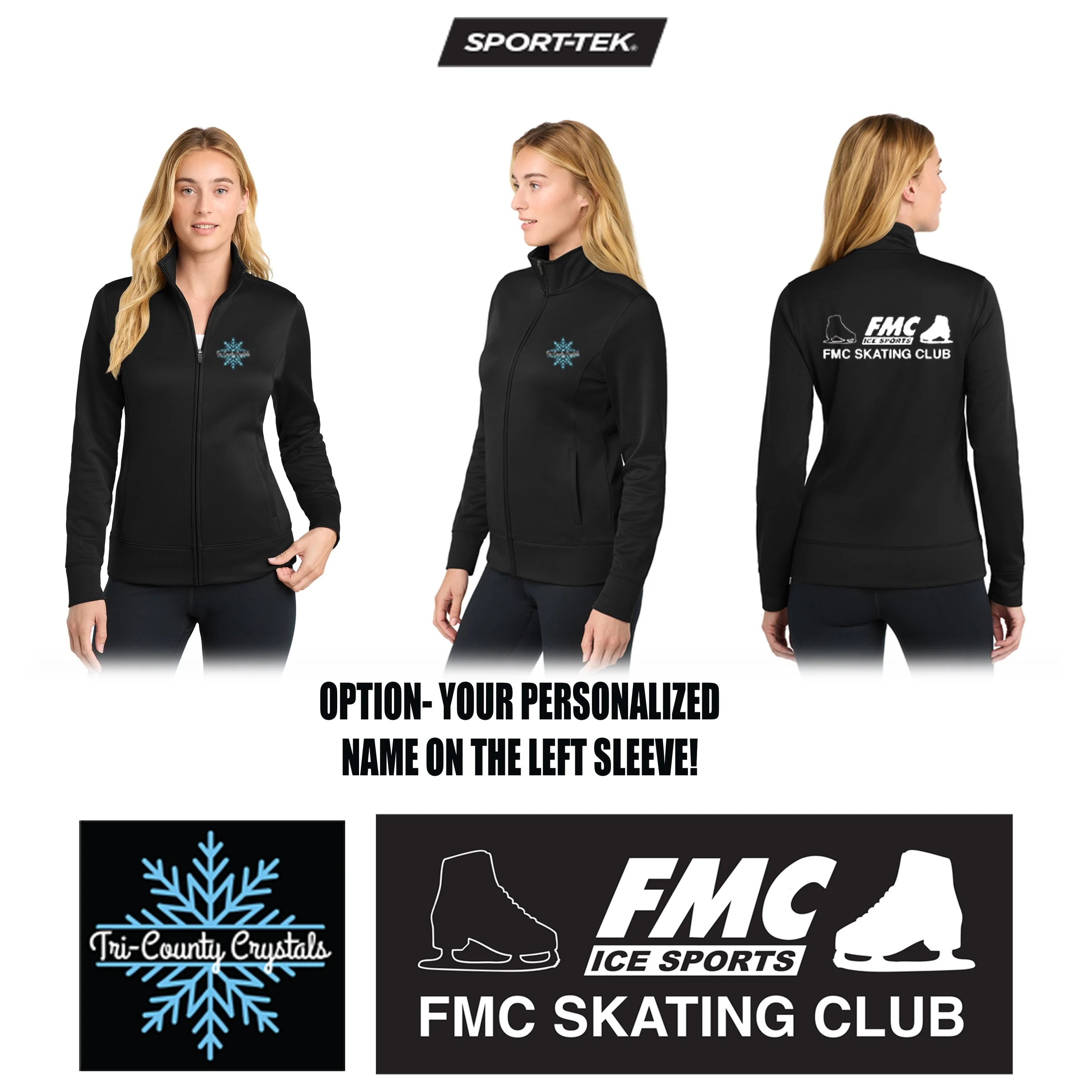 FMC Ice Sports Franklin Sport-Tek® Women's Sport-Wick® Fleece Full-Zip Jacket, Women’s fit, #LST241