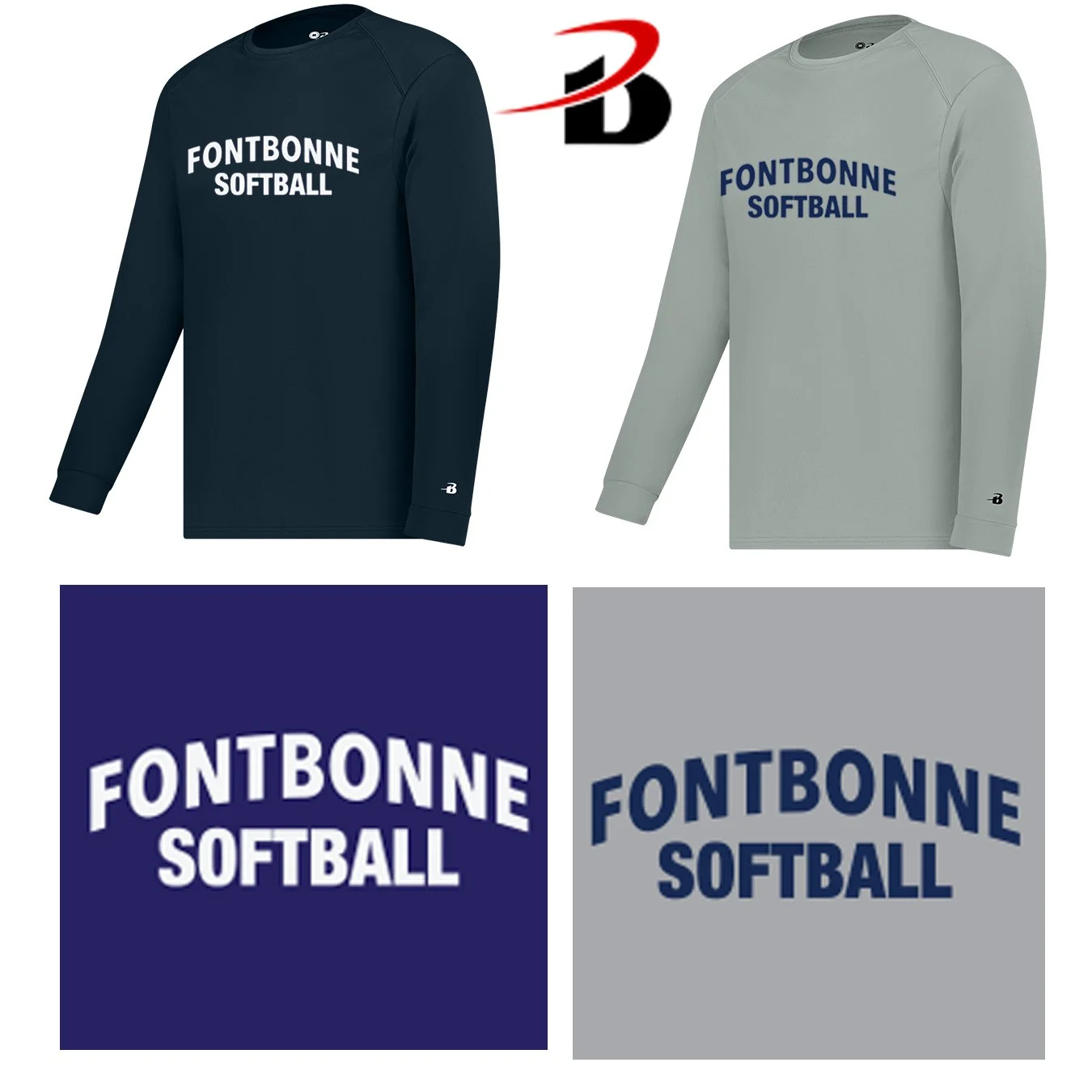Fontbonne Academy Softball Badger Brand B-Core Men’s Performance Material Long Sleeve Tee, Men’s/Adult Unisex Fit, #410400