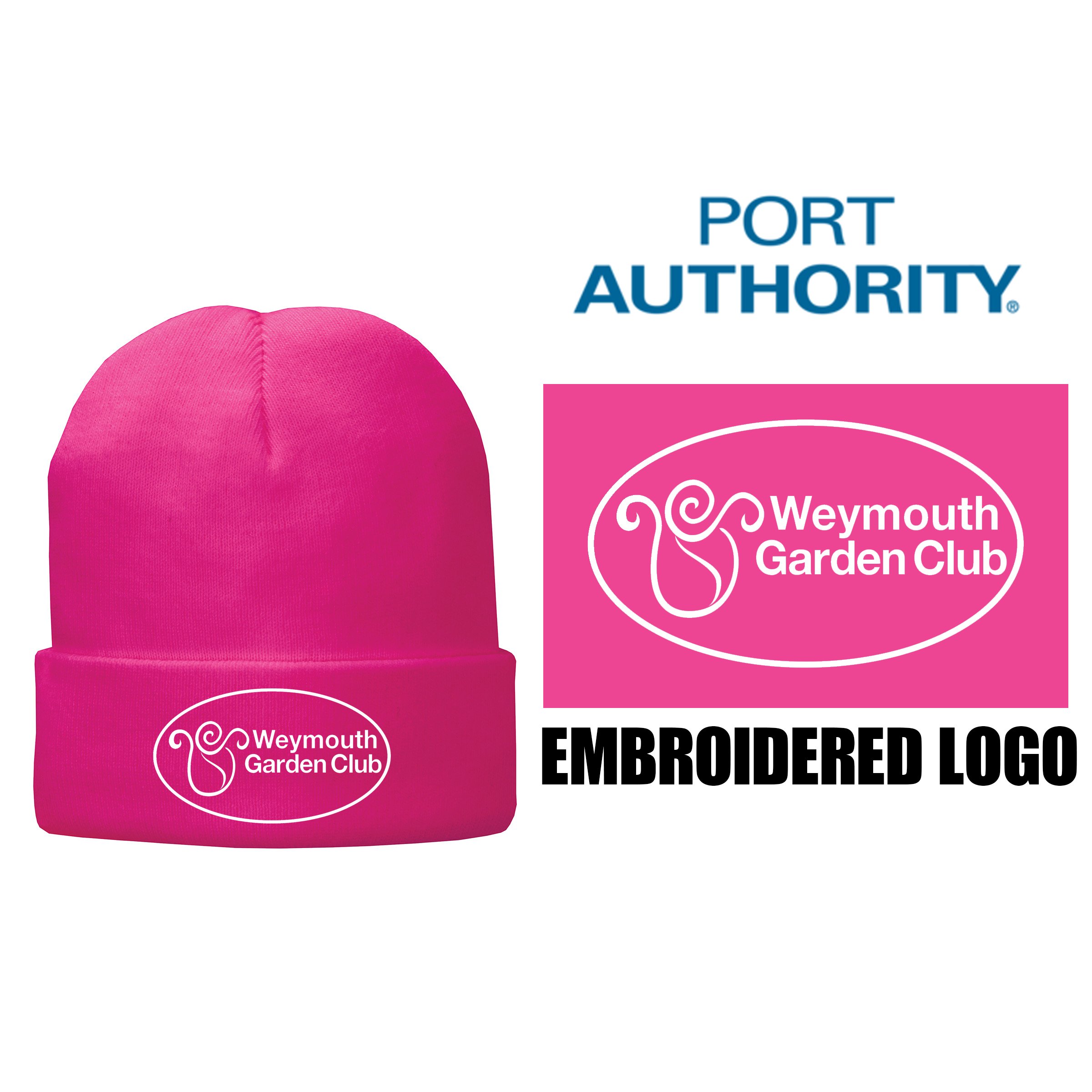 Weymouth Garden Club Port Authority Fleece Lined Knit Cap, Neon Pink Glo, #CP90L