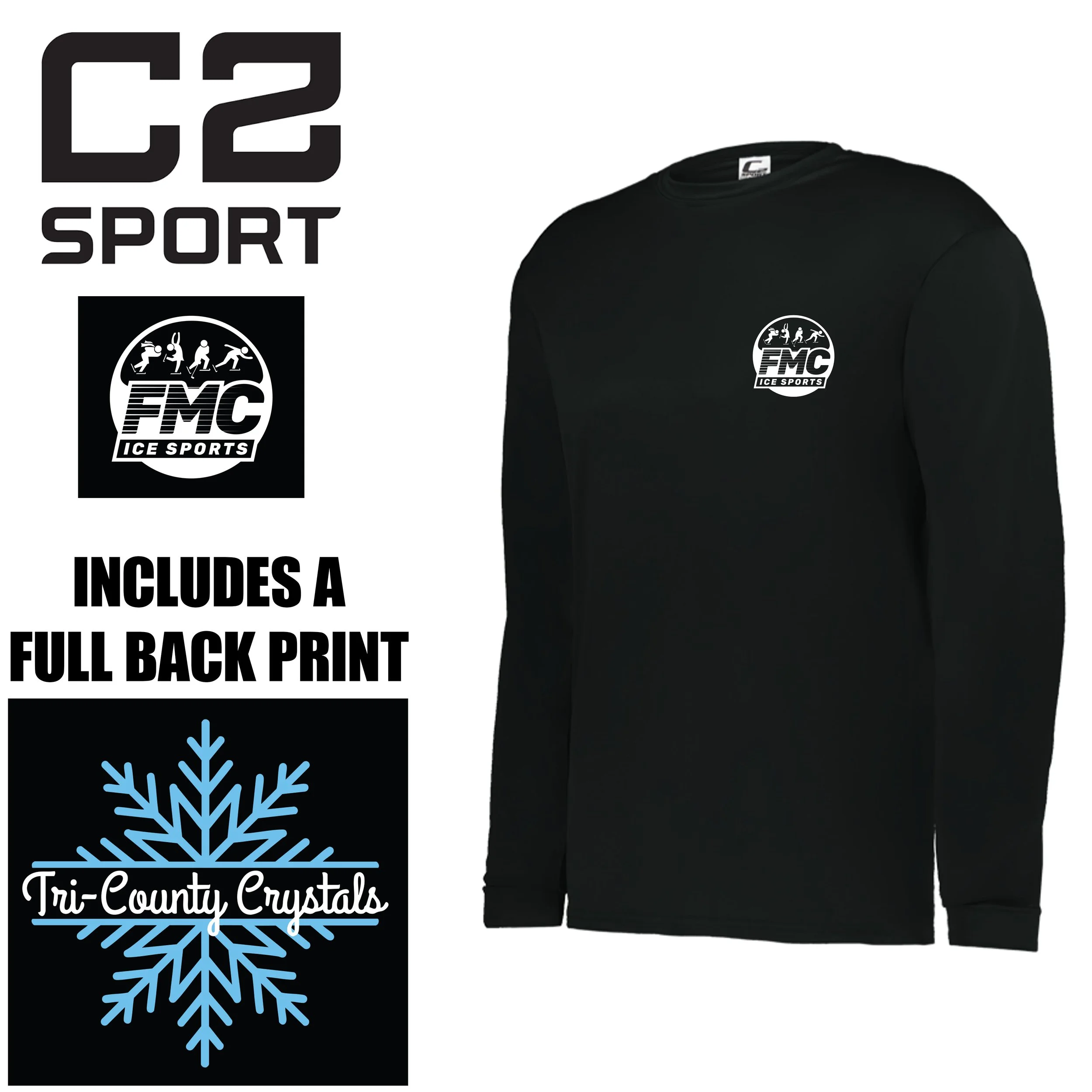 FMC Ice Sports Franklin C2 Sport Brand Youth Long Sleeve Tee, Youth Unisex Fit, #520400