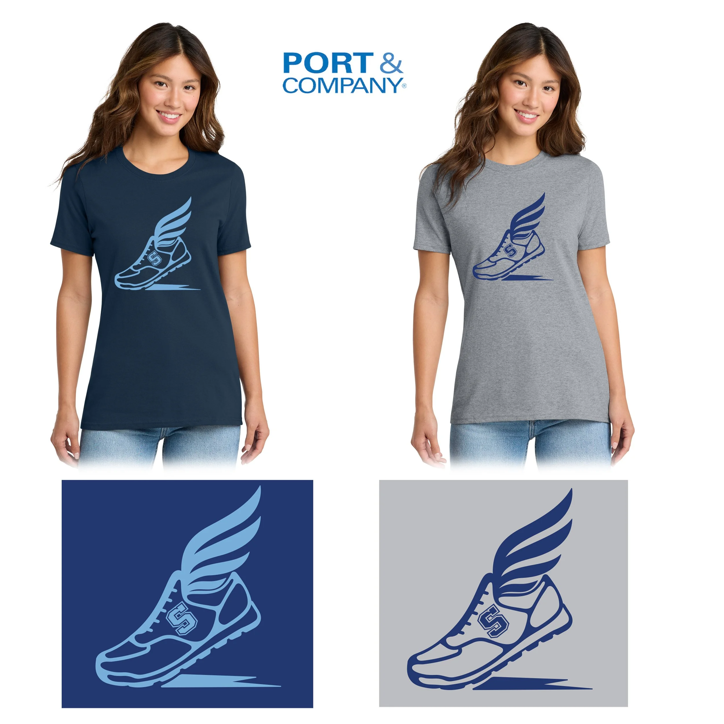 Hurley Middle School Cross Country Port & Co® Women's Core Cotton Tee, Women’s Fit, #LPC54