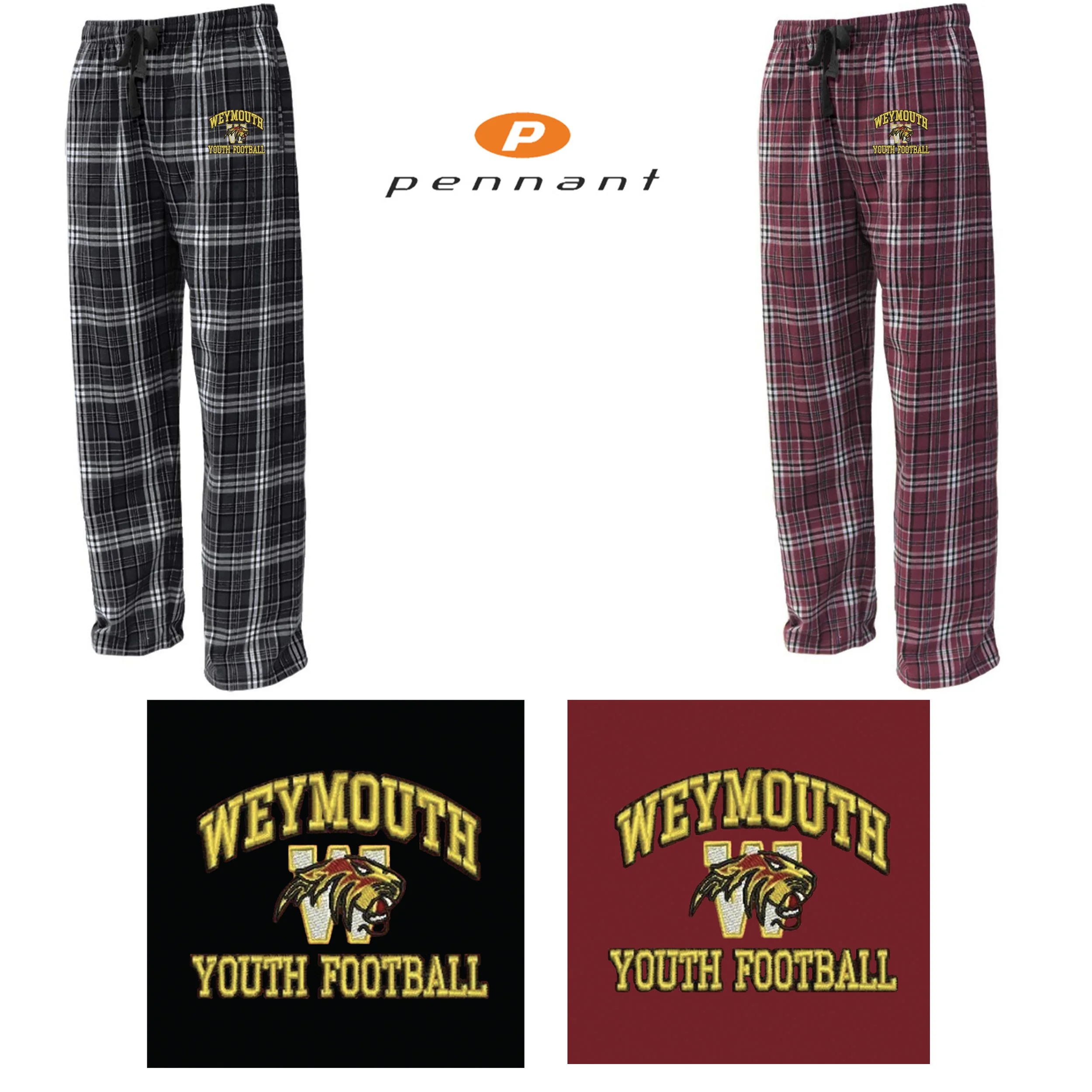Weymouth Youth Football Pennant Brand FLNP Adult Flannel Pant, Adult Unisex Fit, #FLNP