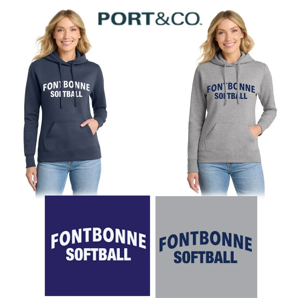 Fontbonne Academy Softball Port & Co™ Women's Core Fleece Pullover Hooded Sweatshirt, Ladies Fit, #LPC78H