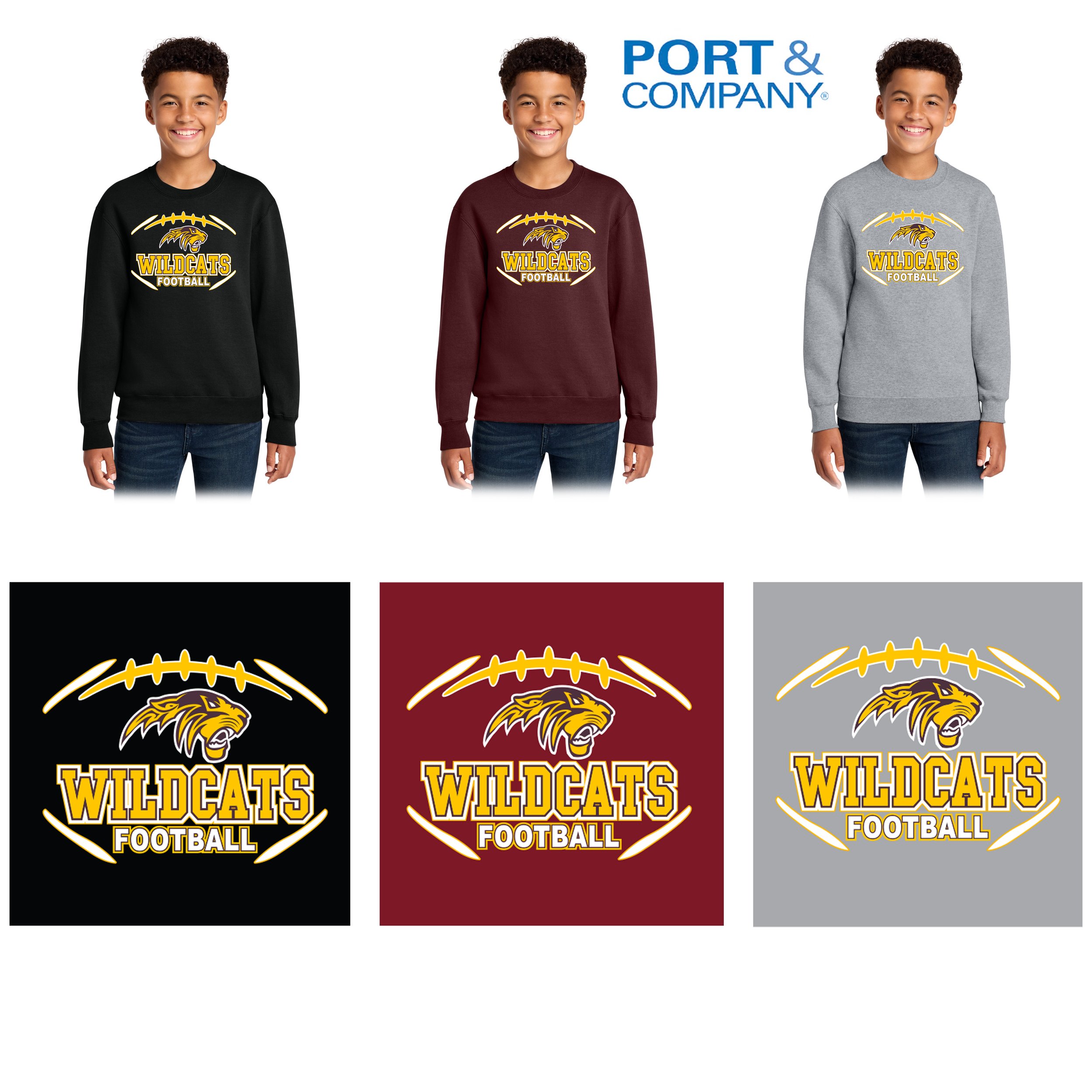 Weymouth Youth Football Port & Co® Youth Core Fleece Crewneck Sweatshirt, #PC78Y