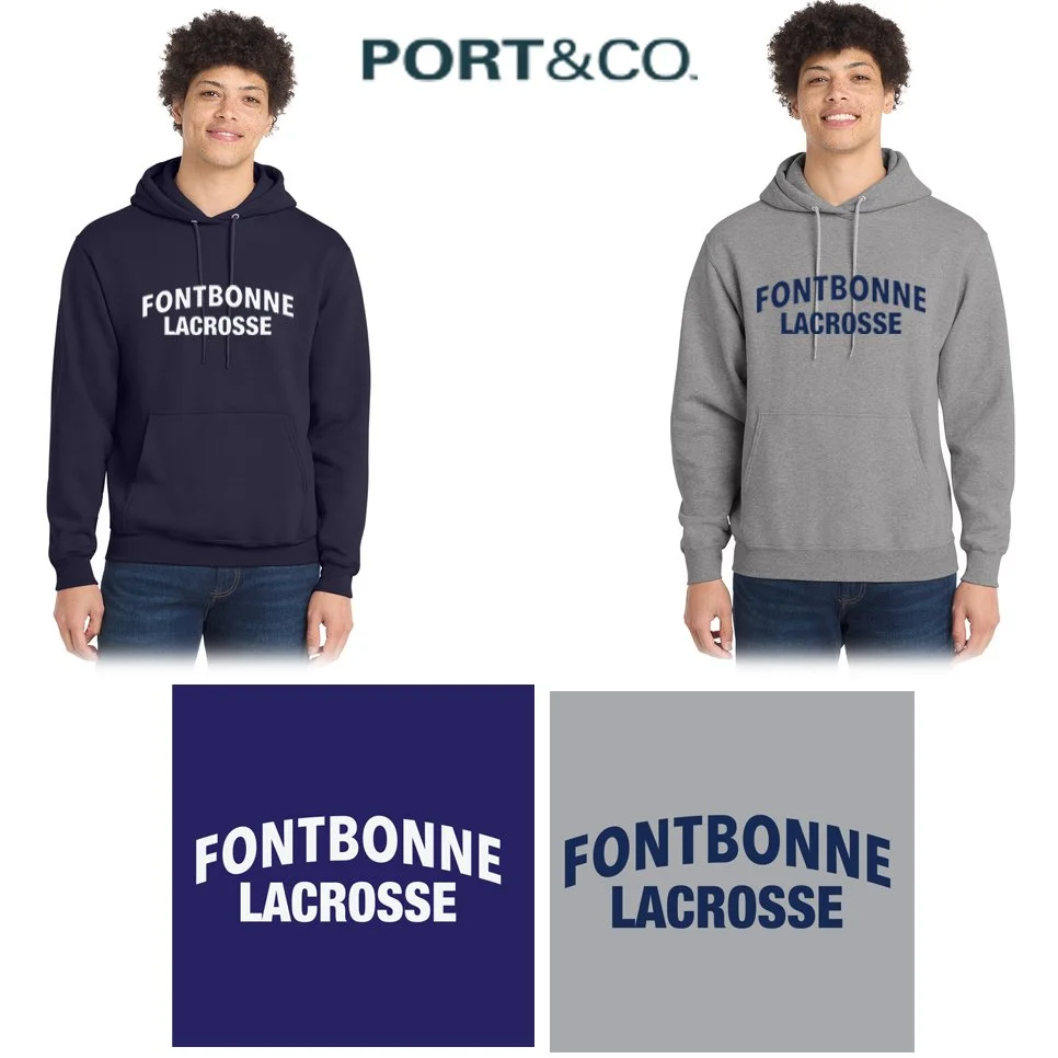 Fontbonne Academy Lacrosse Port & Co™ Core Fleece Pullover Hooded Sweatshirt, Men’s/Adult Unisex Fit, #PC78H