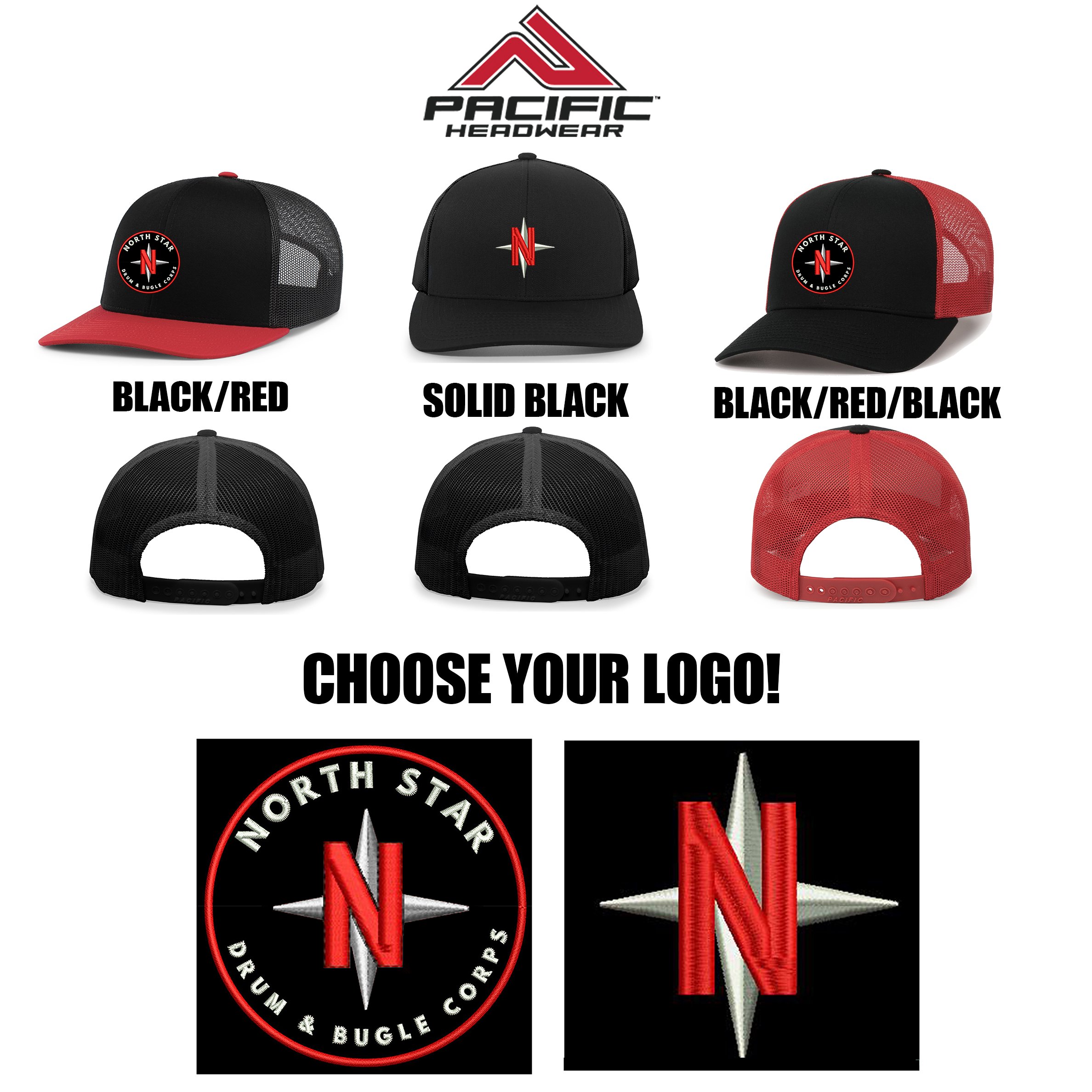 North Star Drum & Bugle Corps Pacific Headwear Trucker Snapback Cap #104C