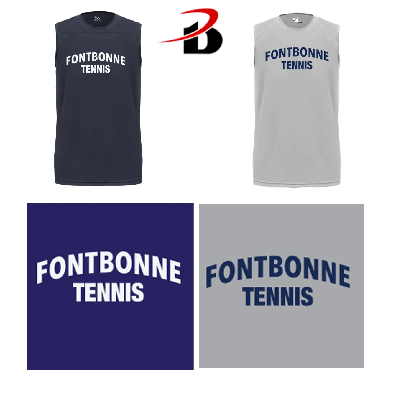 Fontbonne Academy Tennis Badger Brand Men’s B-Core Performance Material Sleeveless Tee, Adult Unisex/Men’s Fit, #413000