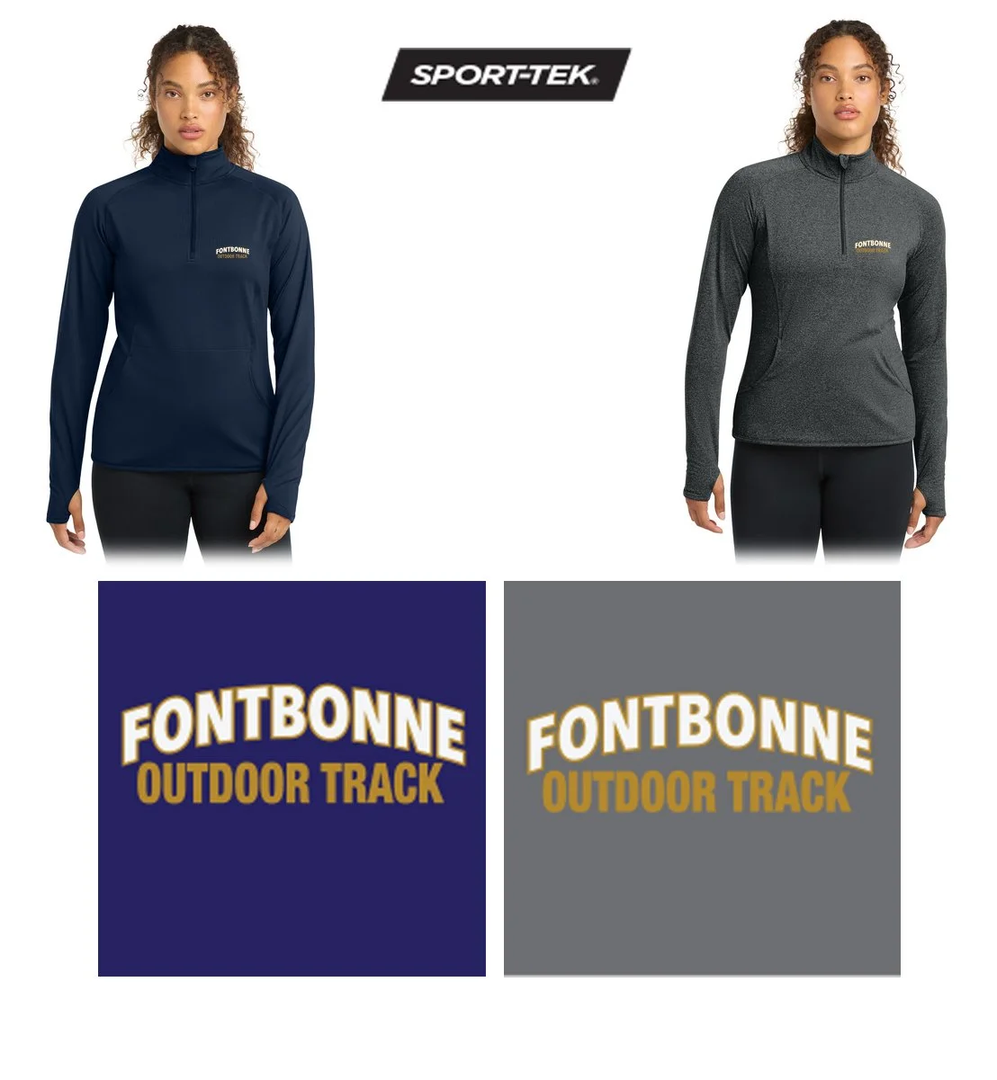 Fontbonne Academy Outdoor Track Sport-Tek® Women's Sport-Wick® Stretch 1/2-Zip Pullover, Medium Weight, Ladies Fit, #LST850