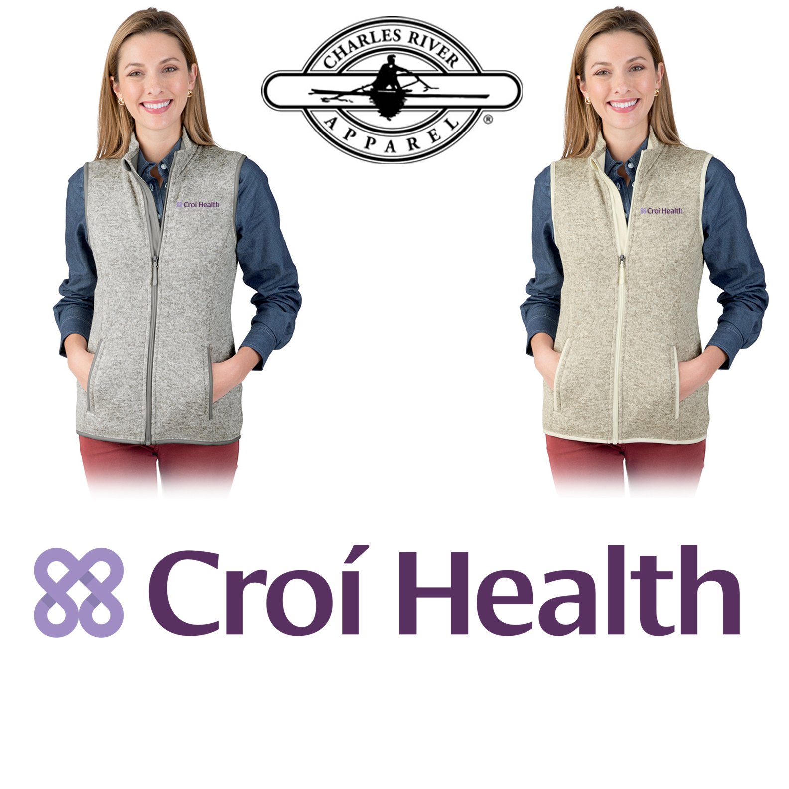Croí Health Charles River Women's Pacific Heathered Vest, Women’s Fit, #5722