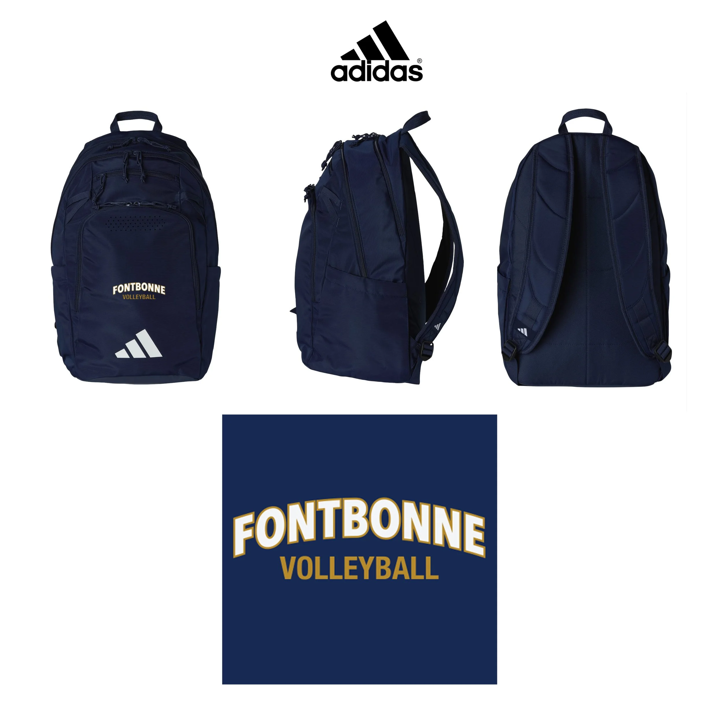 Fontbonne Academy Volleyball Adidas Defender 5 Backpack, In Team Navy Blue, #AB600