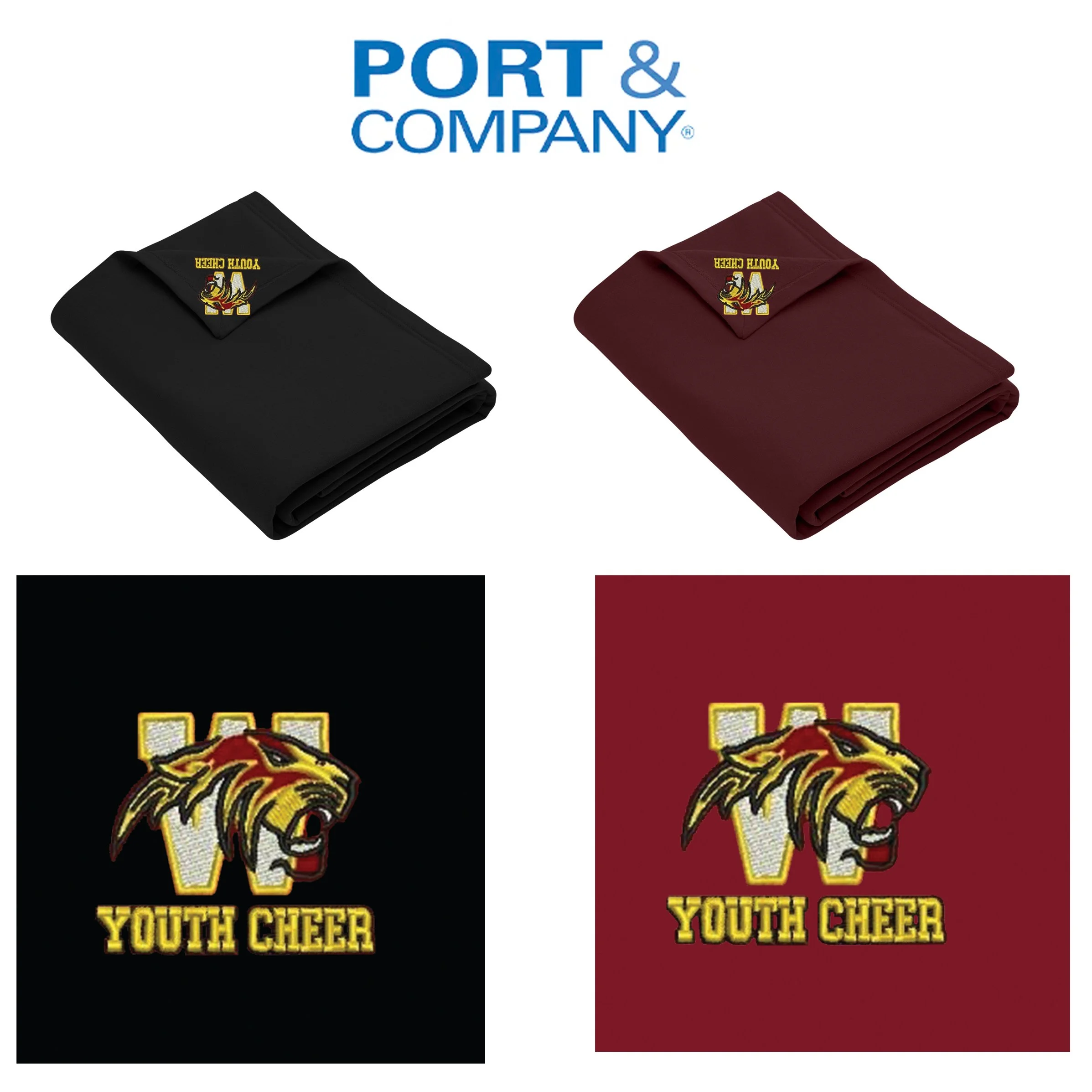 Weymouth Youth Cheer Port & Co® Core Fleece Sweatshirt Blanket, #BP78