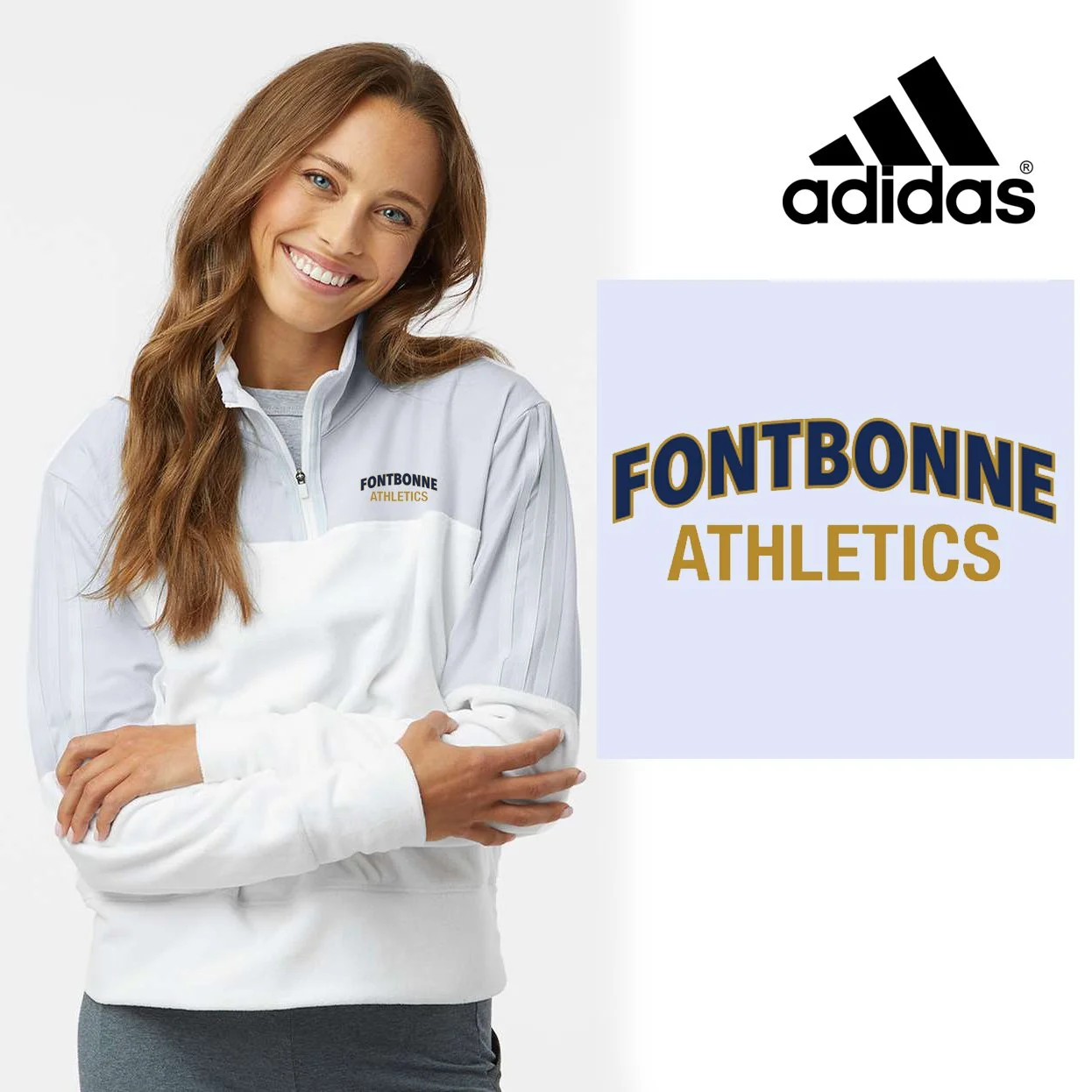Fontbonne Academy Athletics Adidas Women's Fleece Quarter-Zip Pullover, Women’s Fit, #A601