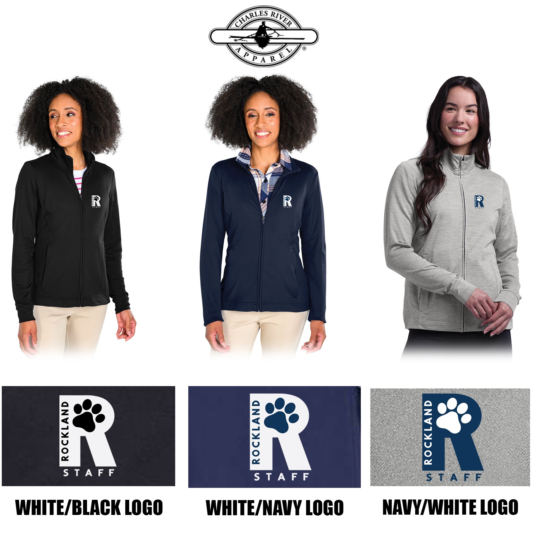 Rockland Staff Apparel RMS Sunshine (John W. Rogers Middle School) Charles River Women's Nu Fitness Jacket, Women’s Fit, #5586