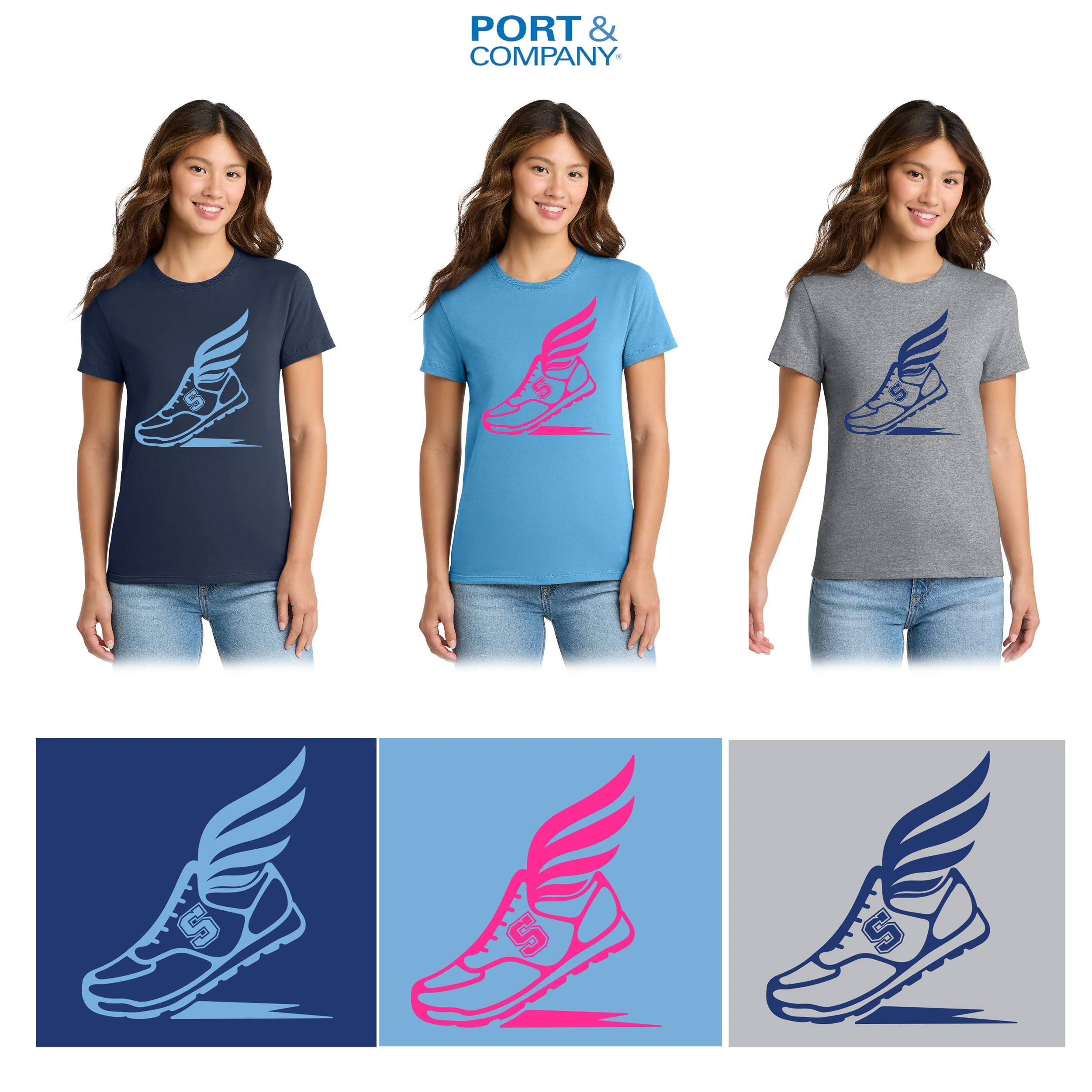 Hurley Middle School Cross Country Port & Co® Women's Essential Tee, Women’s Fit, #LPC61
