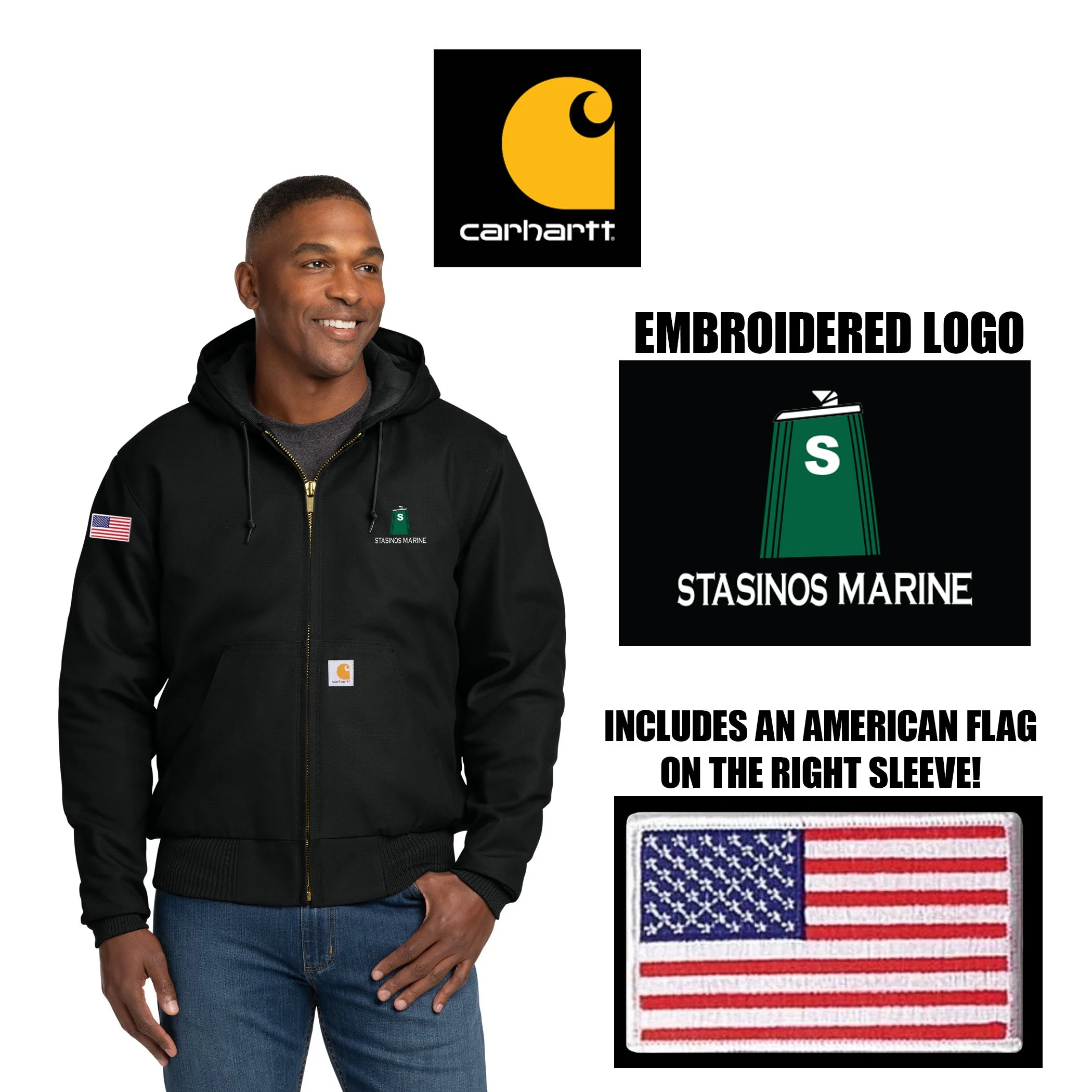 Stasinos Marine Carhartt® Quilted-Flannel-Lined Duck Active Jacket, Adult Unisex/Men’s Fit, #CT106677